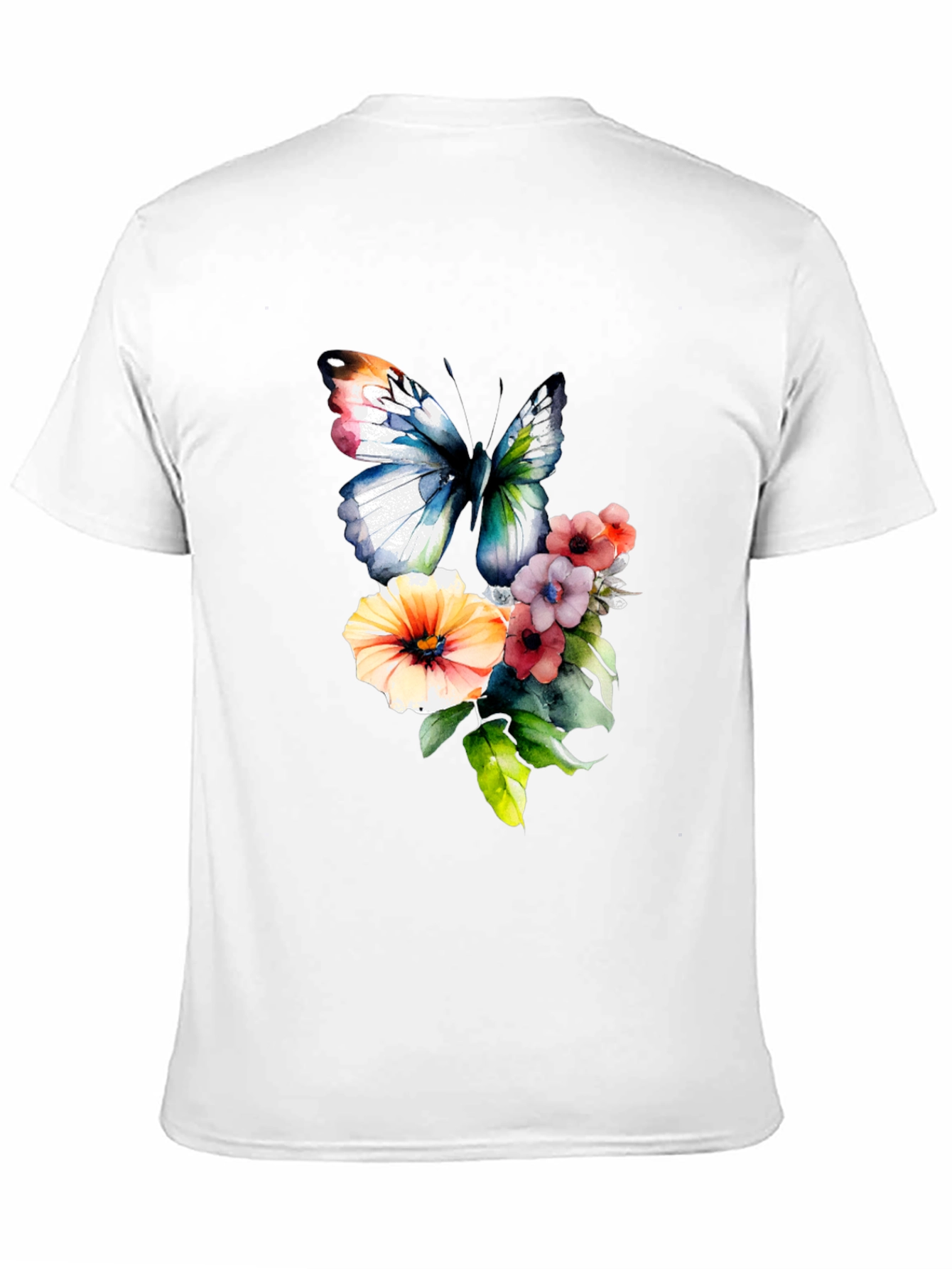 Black Butterfly & Floral Print T-Shirt view 11