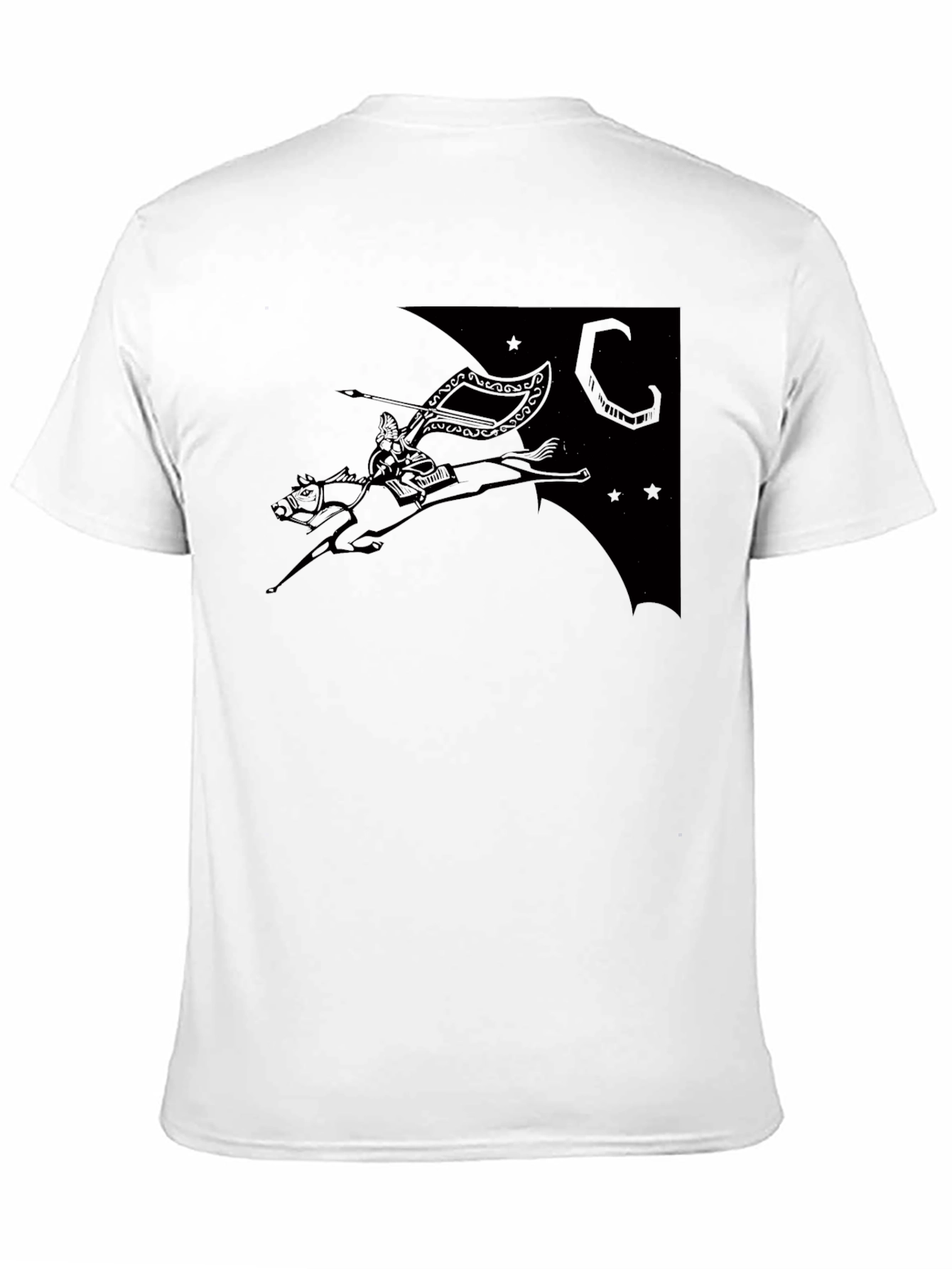 Black Black T-Shirt with Horse Rider Print view 11
