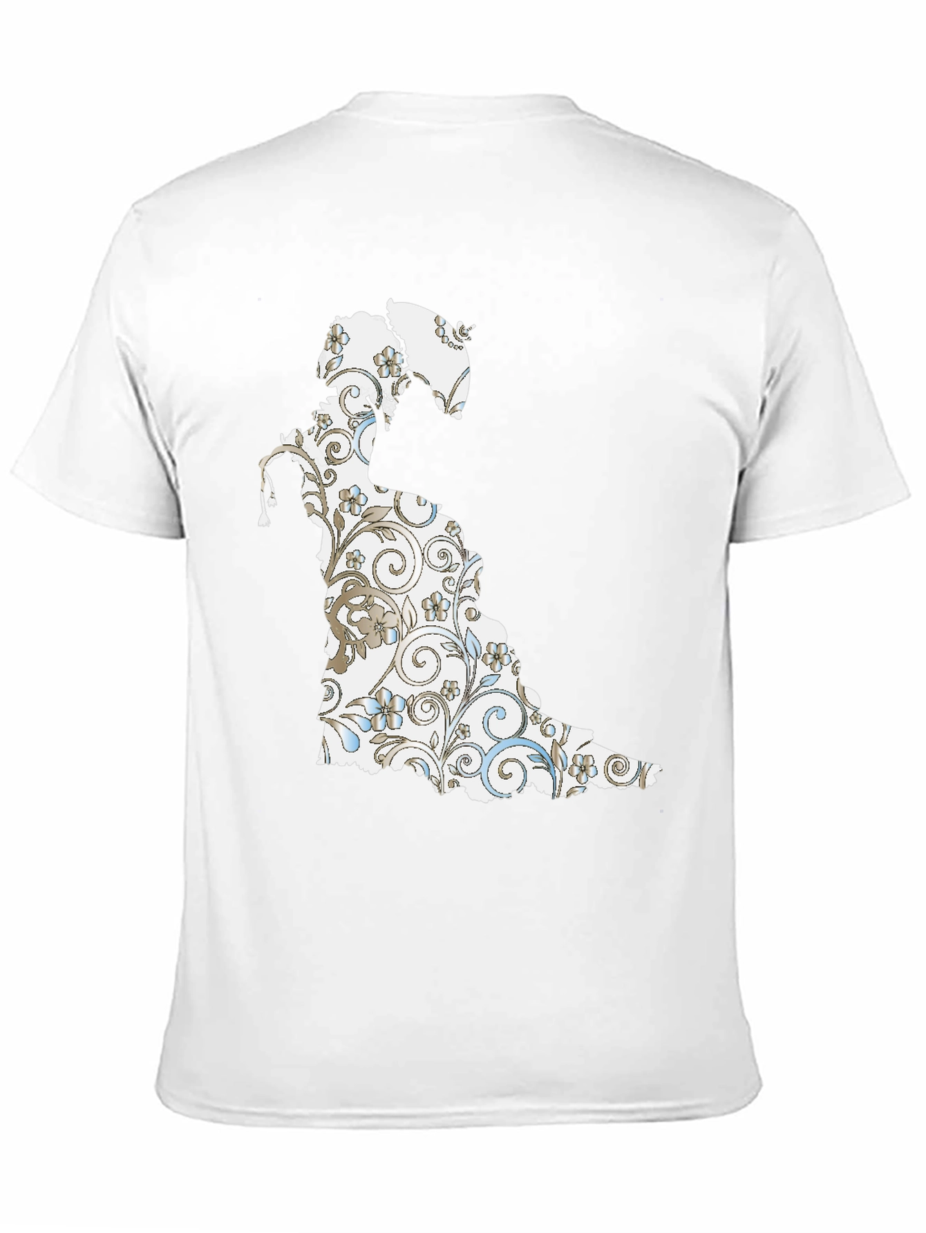 Black Floral Silhouette Graphic Tee - Black Cotton view 11