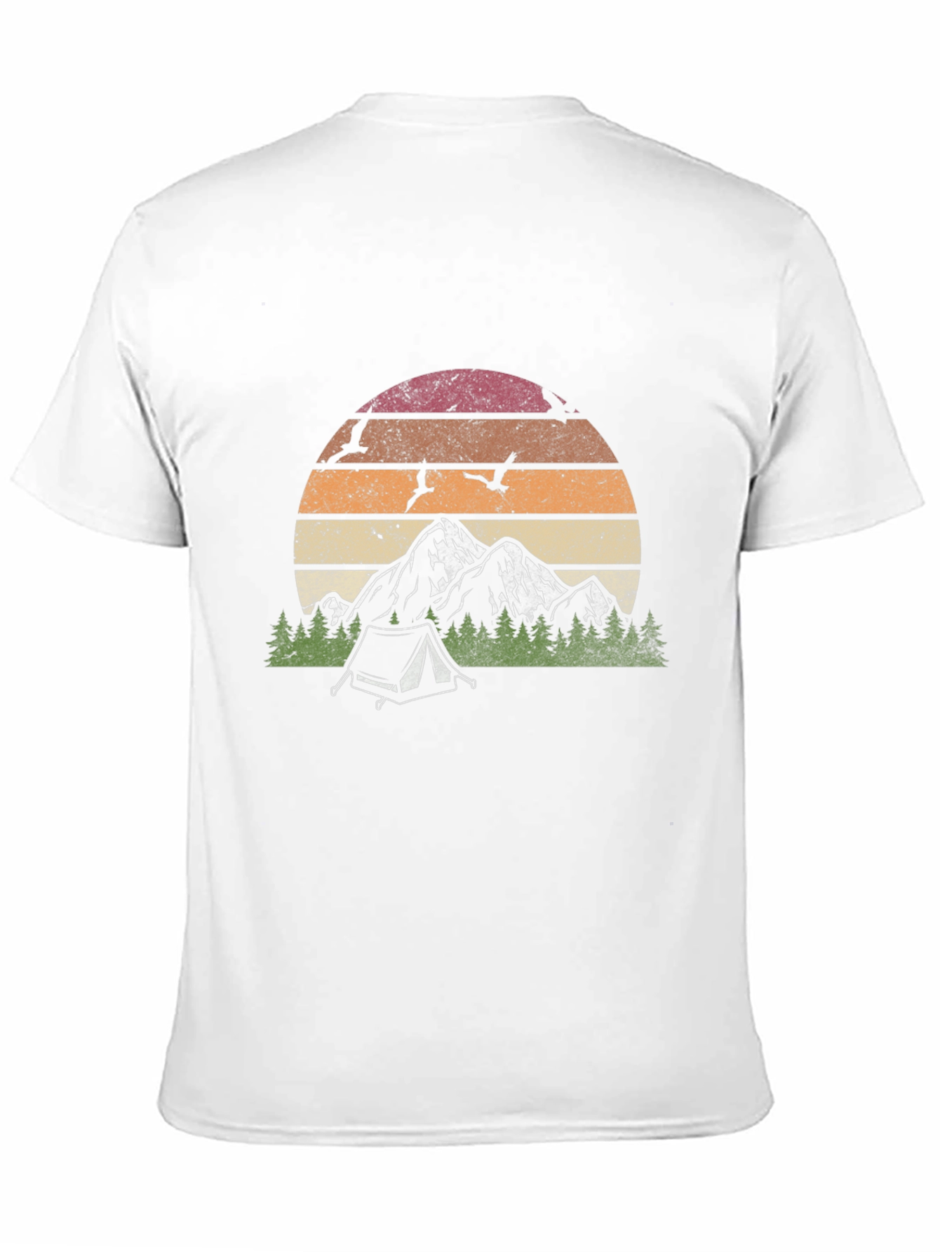Black Retro Mountain Camping Graphic T-Shirt view 11