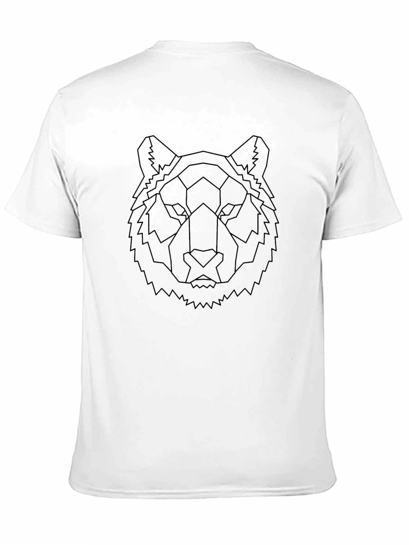 Black Geometric Wolf Graphic Tee - Black Cotton Blend T-Shirt view 11