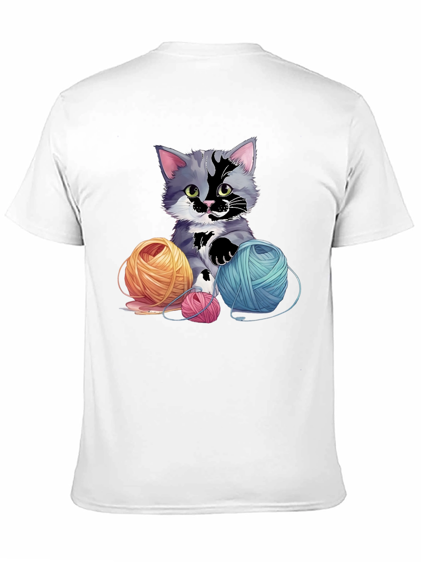 Black Cute Kitten with Yarn Balls Graphic Tee view 11