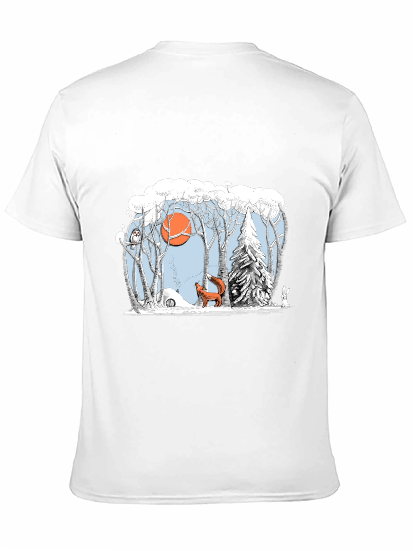Black Winter Forest Scene Graphic Tee view 11