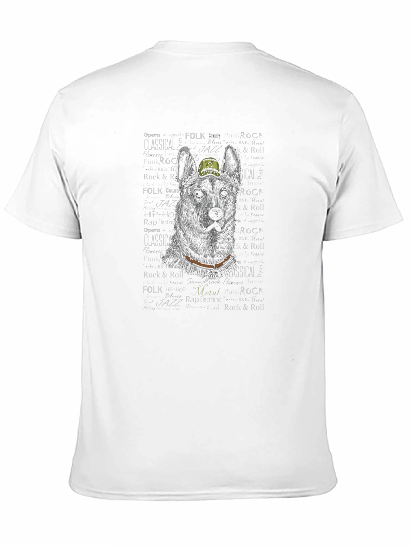 Black Cool Dog T-Shirt: German Shepherd with Hat view 11