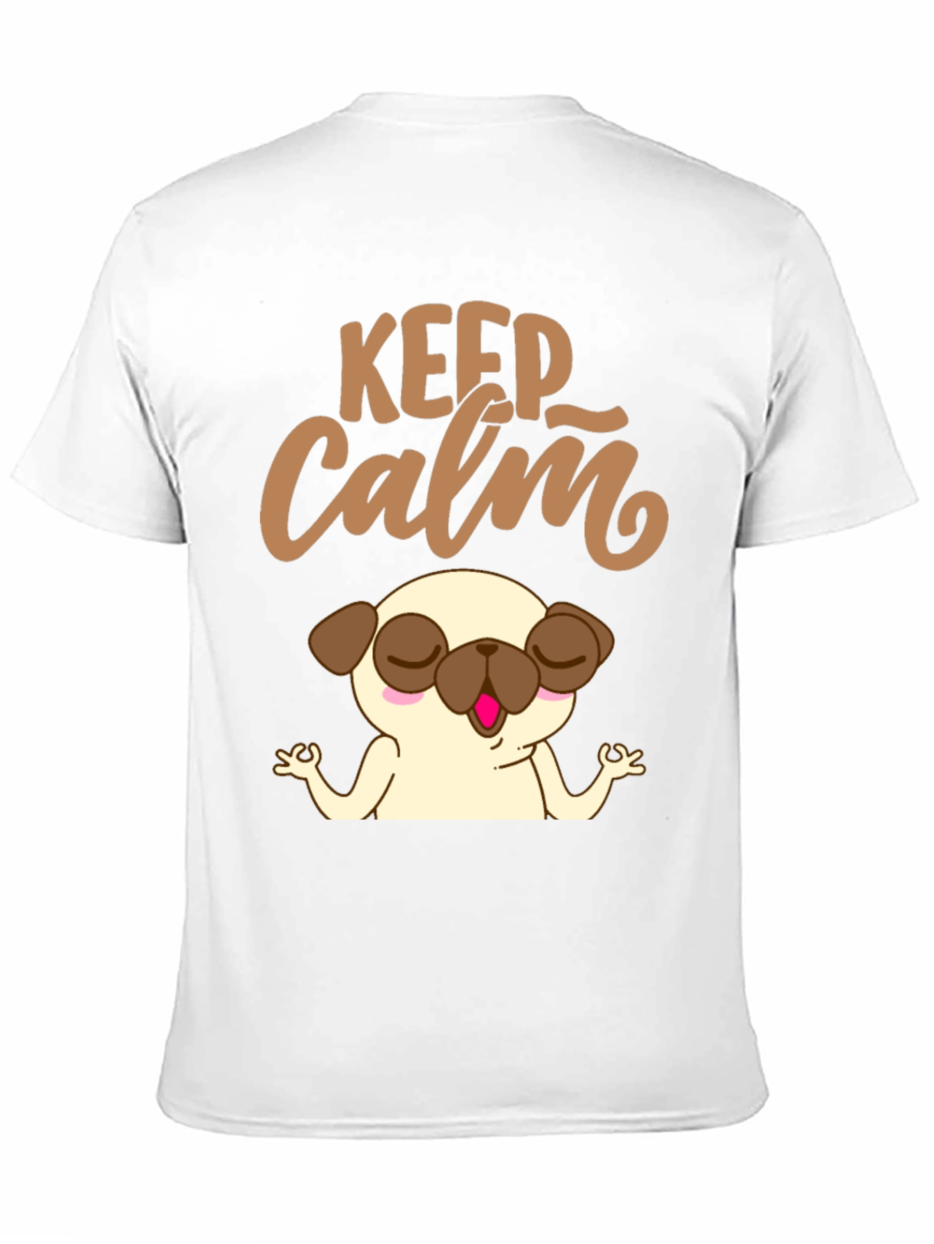 Black Keep Calm Pug Yoga T-Shirt - Relax & Meditate! view 11