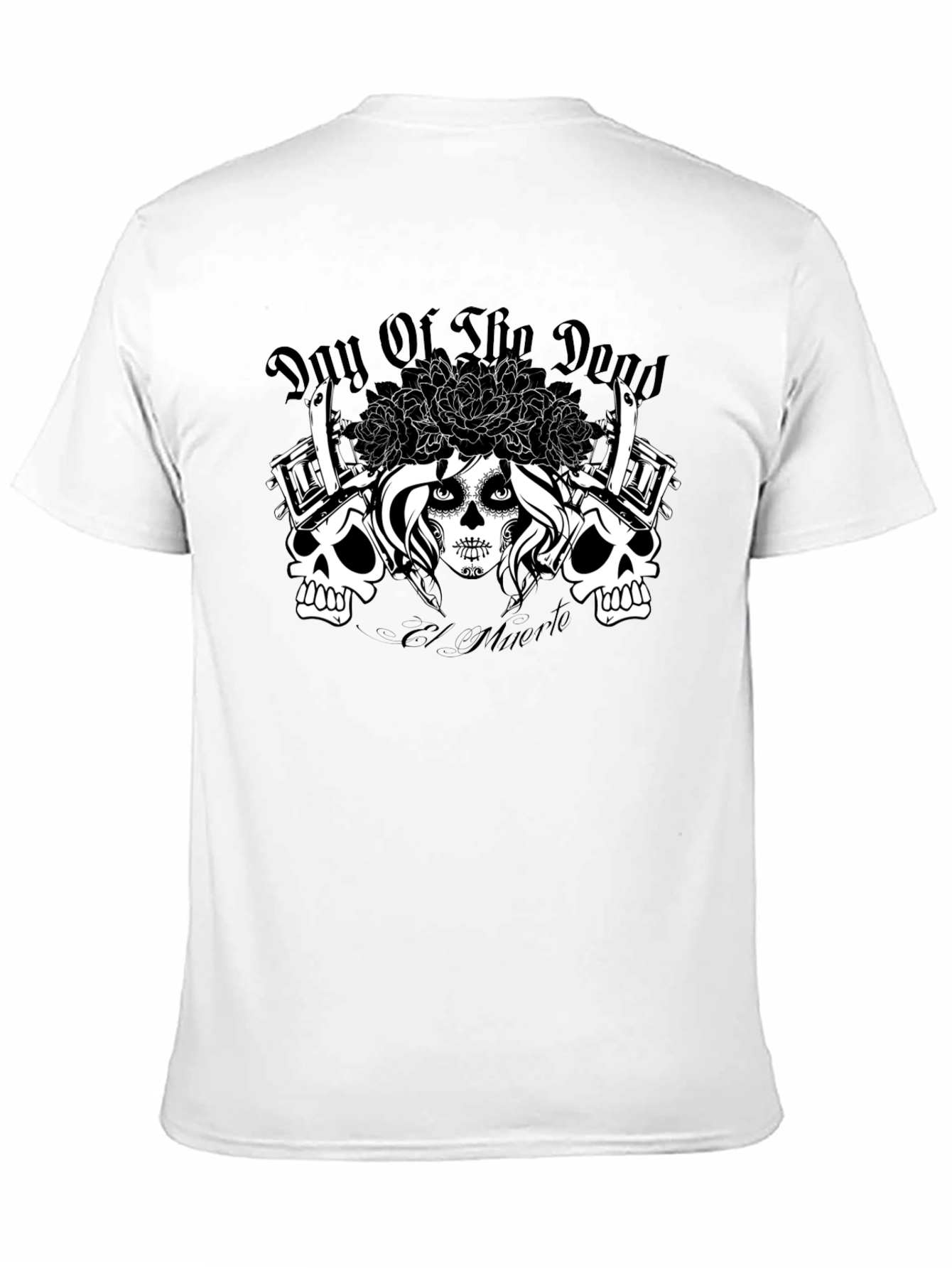 Black Day of the Dead Tattoo Art T-Shirt view 11