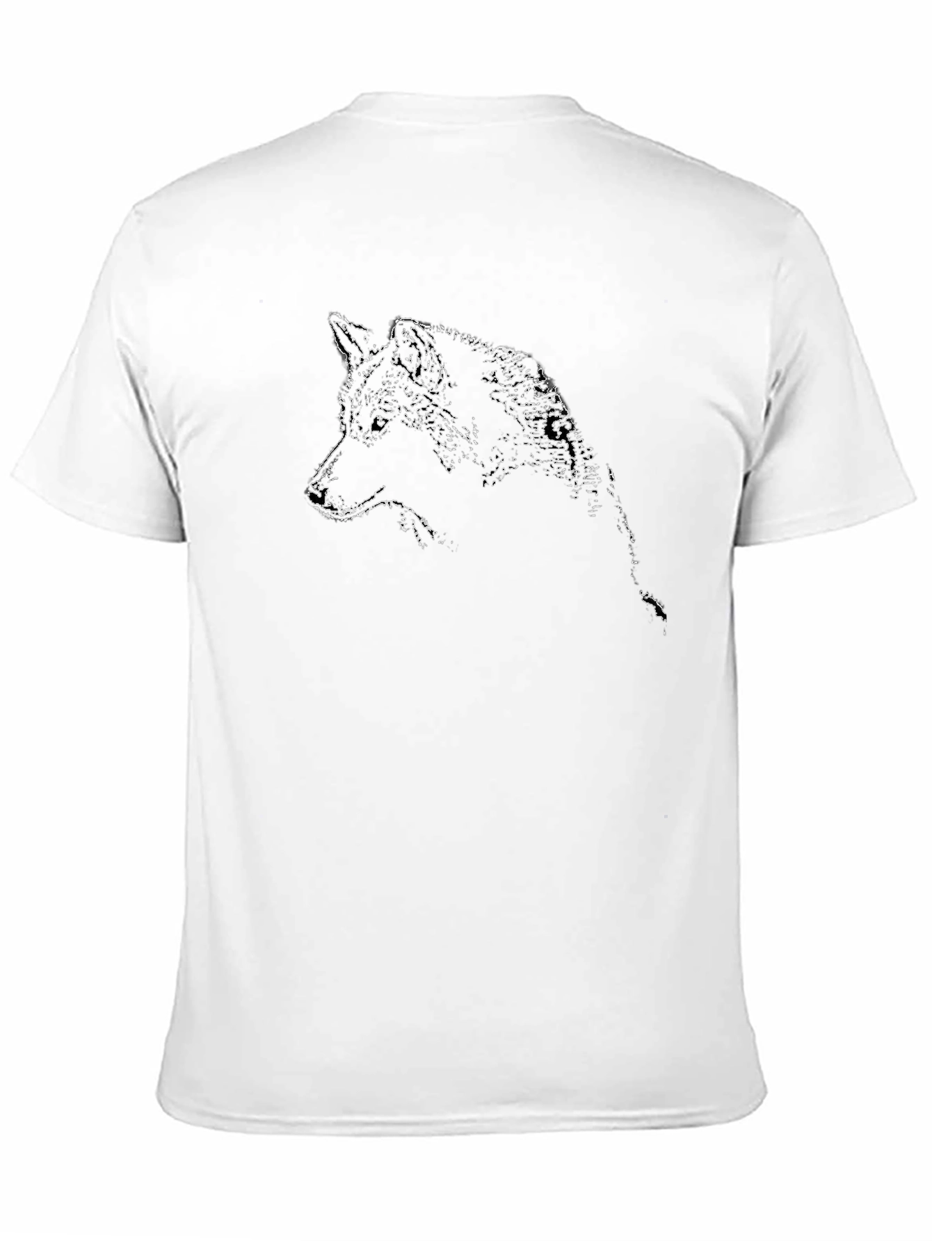 Black Men's Black Wolf Outline Graphic T-Shirt view 11