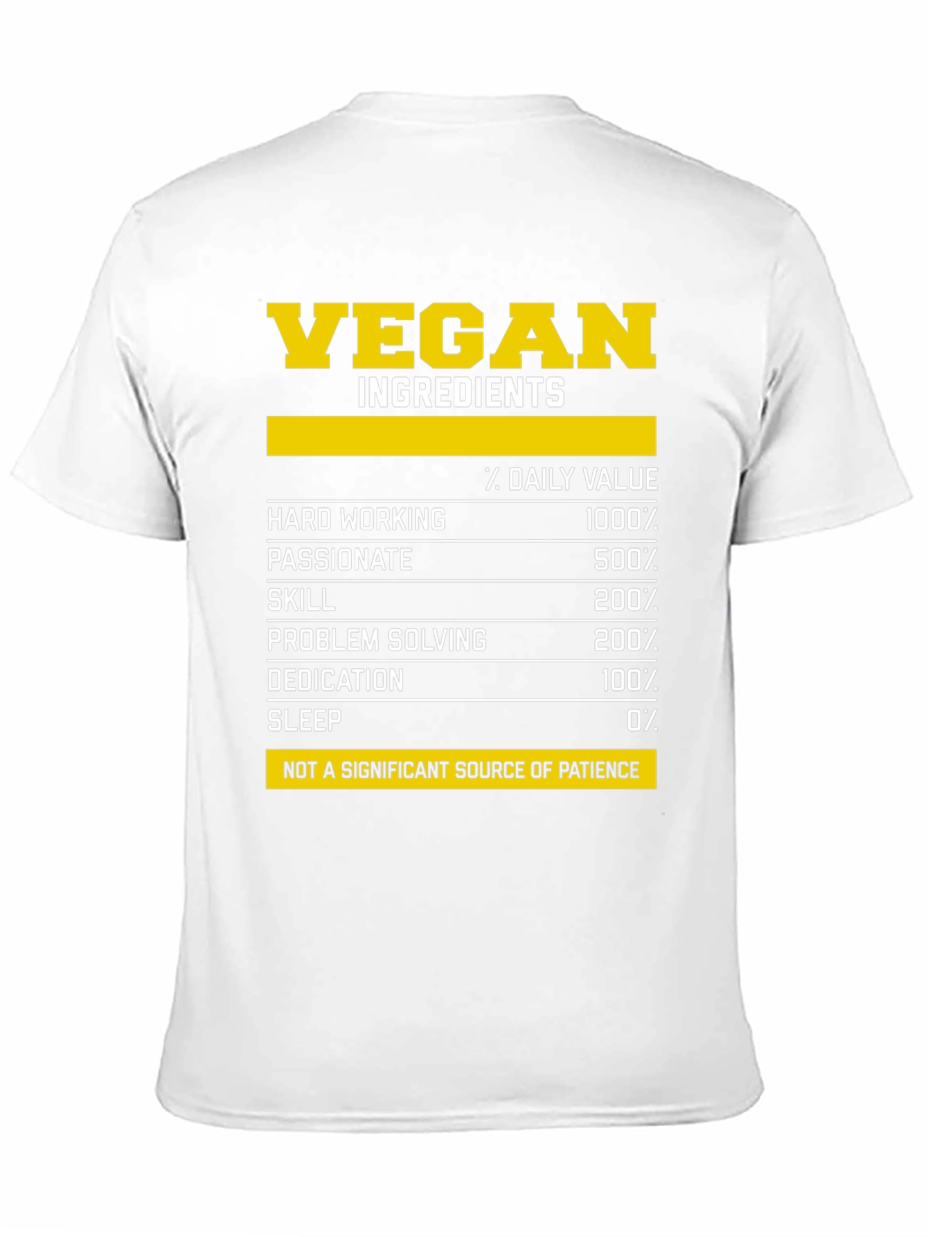 Black Vegan Ingredients T-Shirt - Funny Nutrition Facts Tee view 11