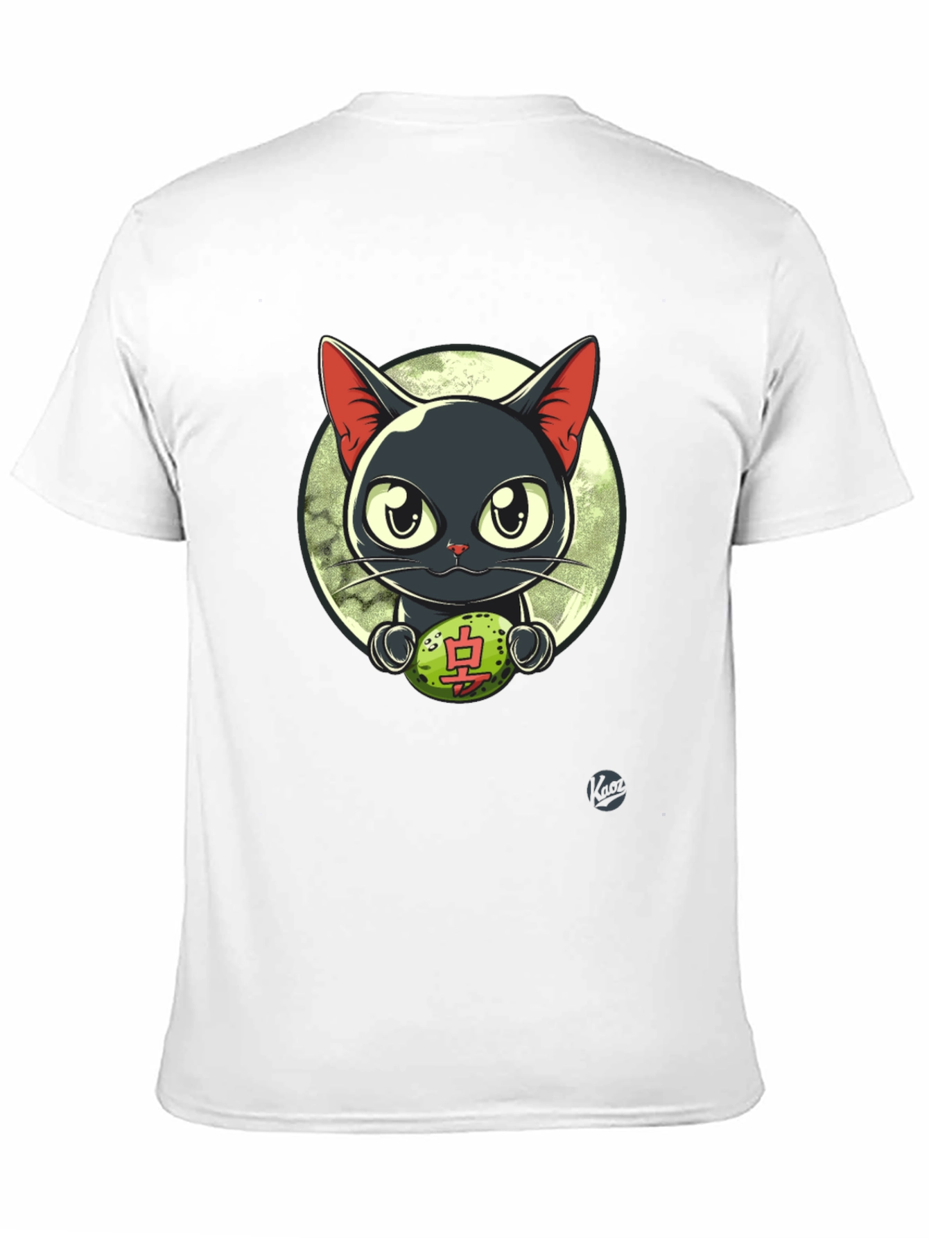 Black Cool Cat T-Shirt - Lucky Charm Design view 11