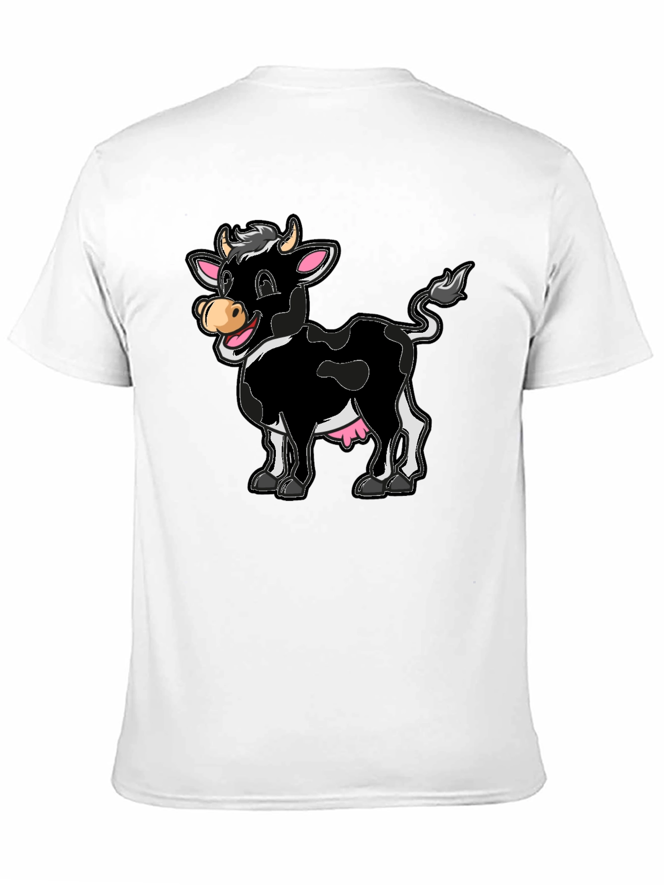 Black Funny Cartoon Cow Graphic Print T-Shirt view 11