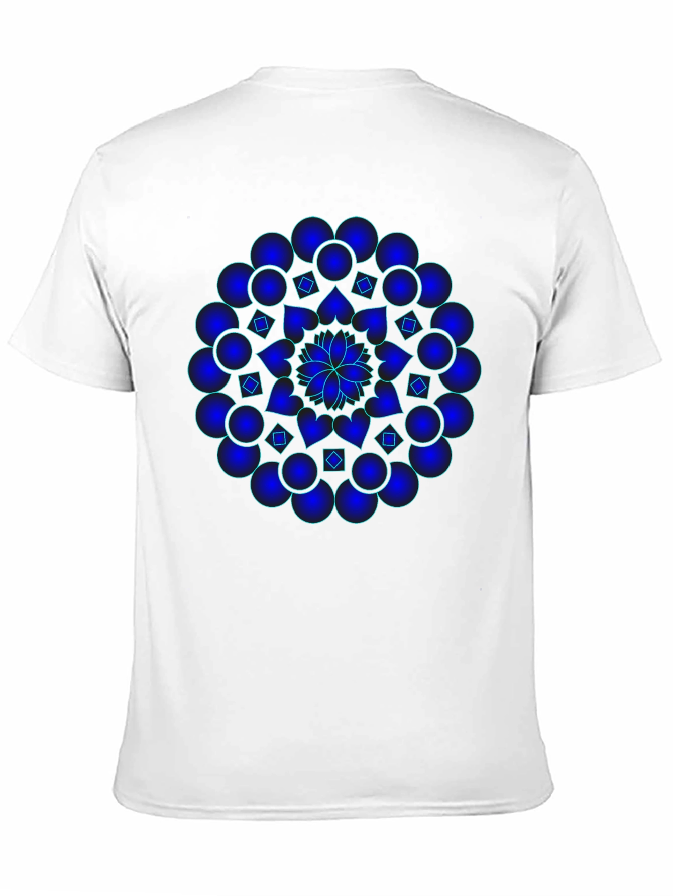 Black Mandala T-Shirt - Graphic Blue Print, Black Cotton Tee view 11