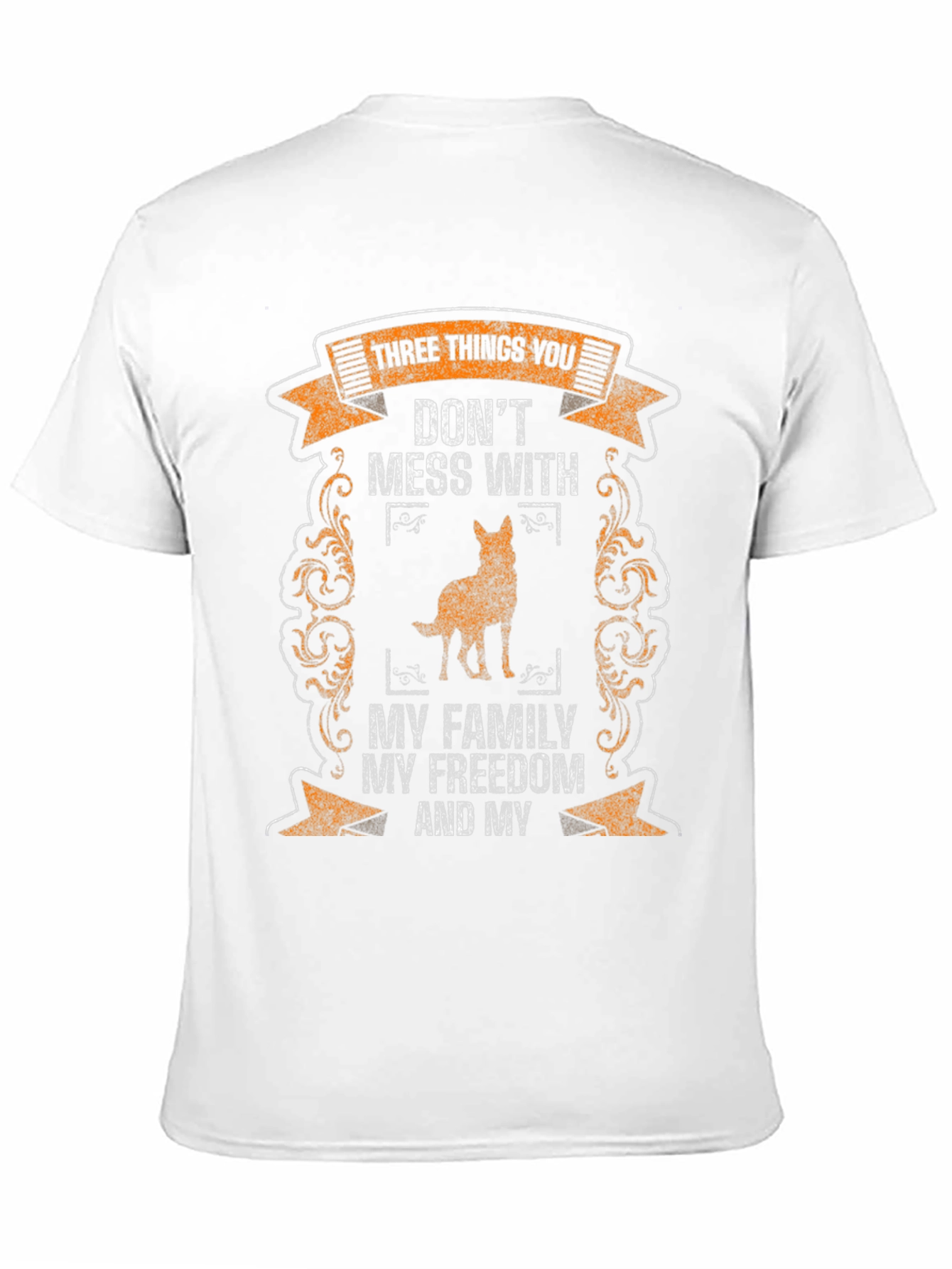 Black Three Things T-Shirt: Family, Freedom, Dog view 11