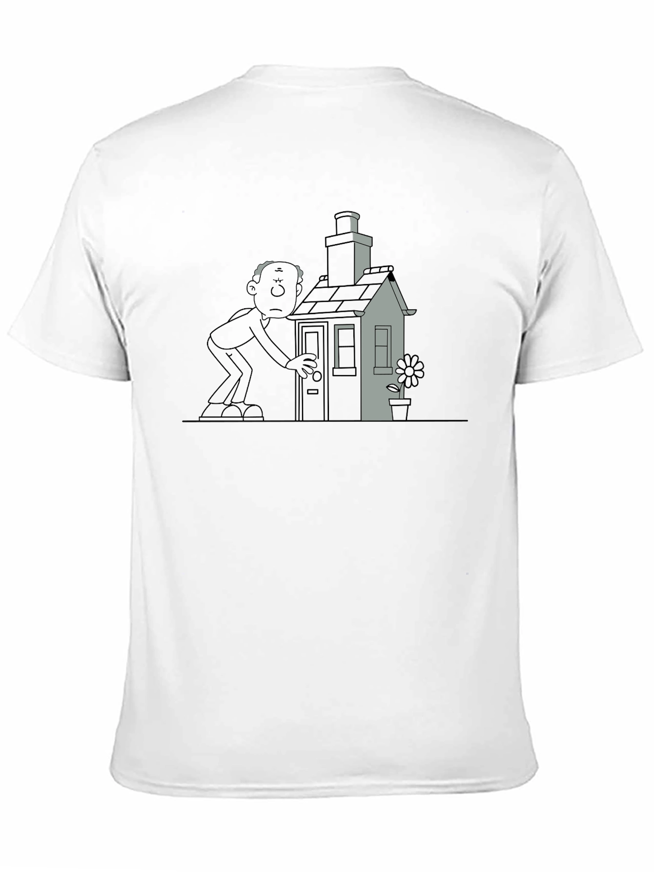 Black Cartoon House & Man Black T-Shirt view 11