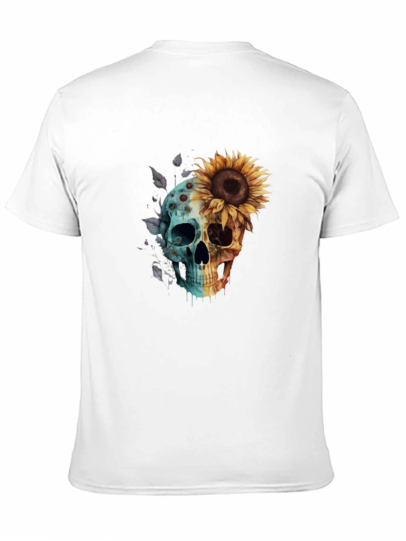 Black Sunflower Skull Graphic Tee - Men's Black T-Shirt view 11