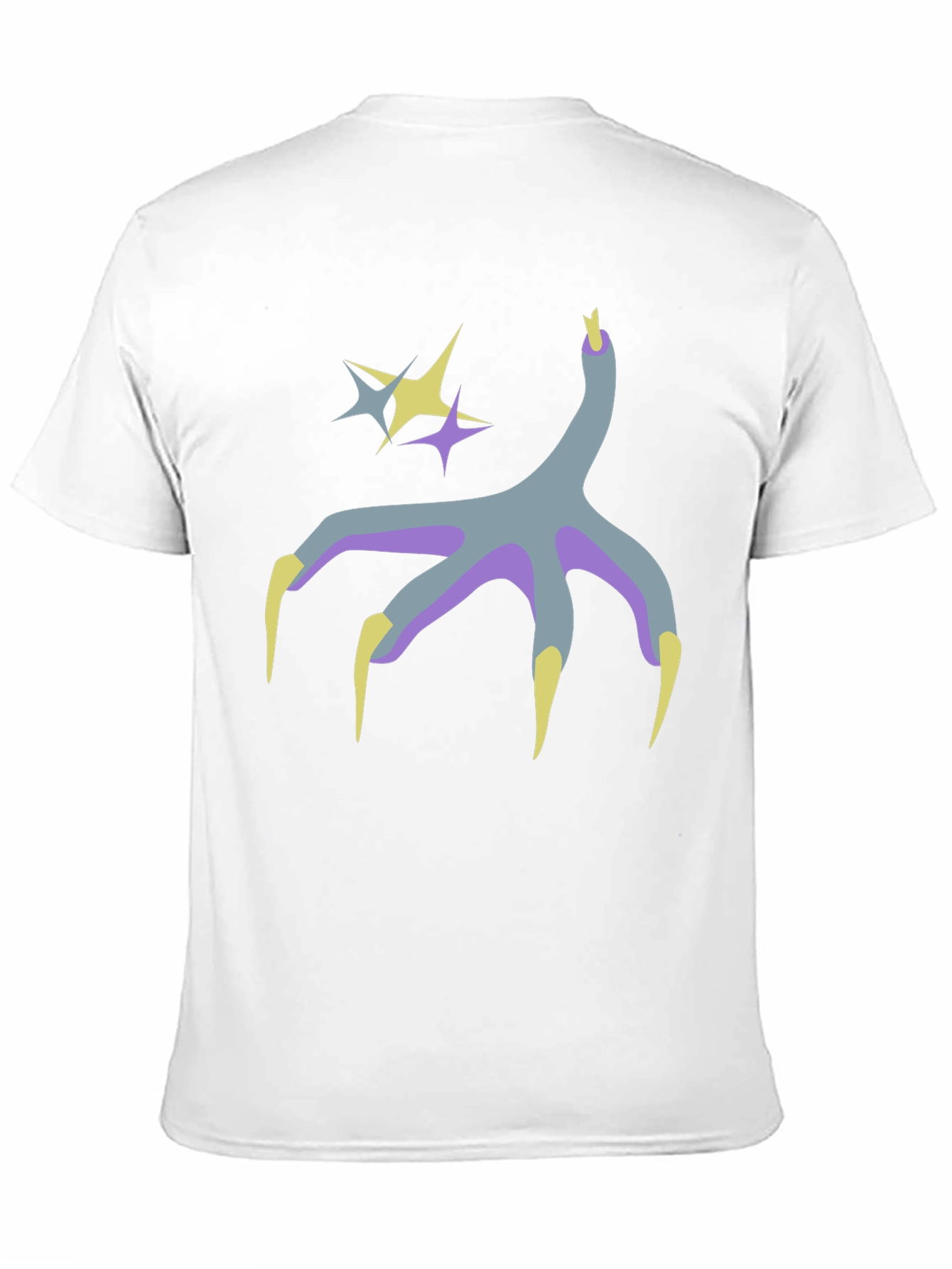 Black Graphic Print Tee - Bird Claw and Stars Design view 11