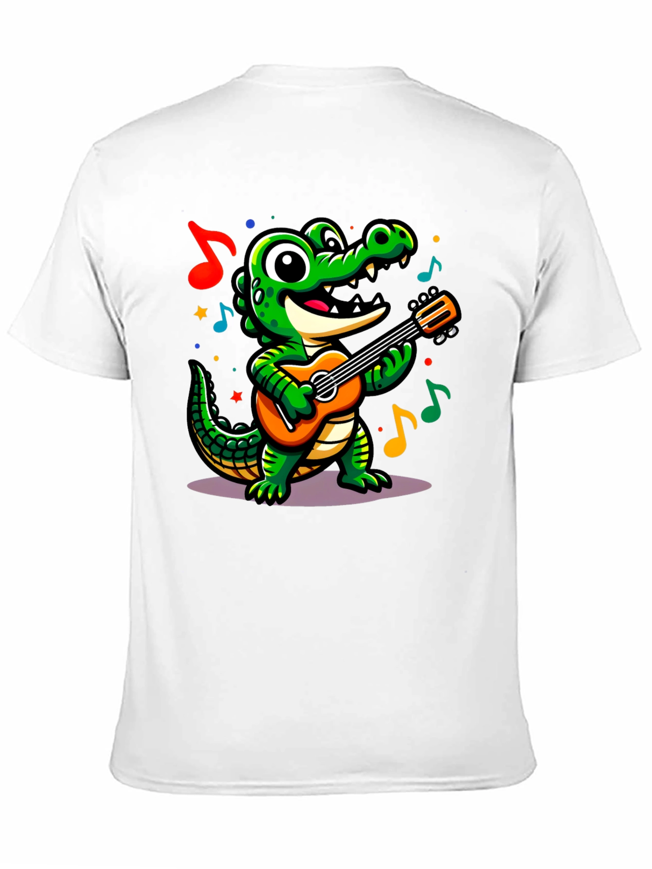 Black Cartoon Alligator Guitar T-Shirt view 11