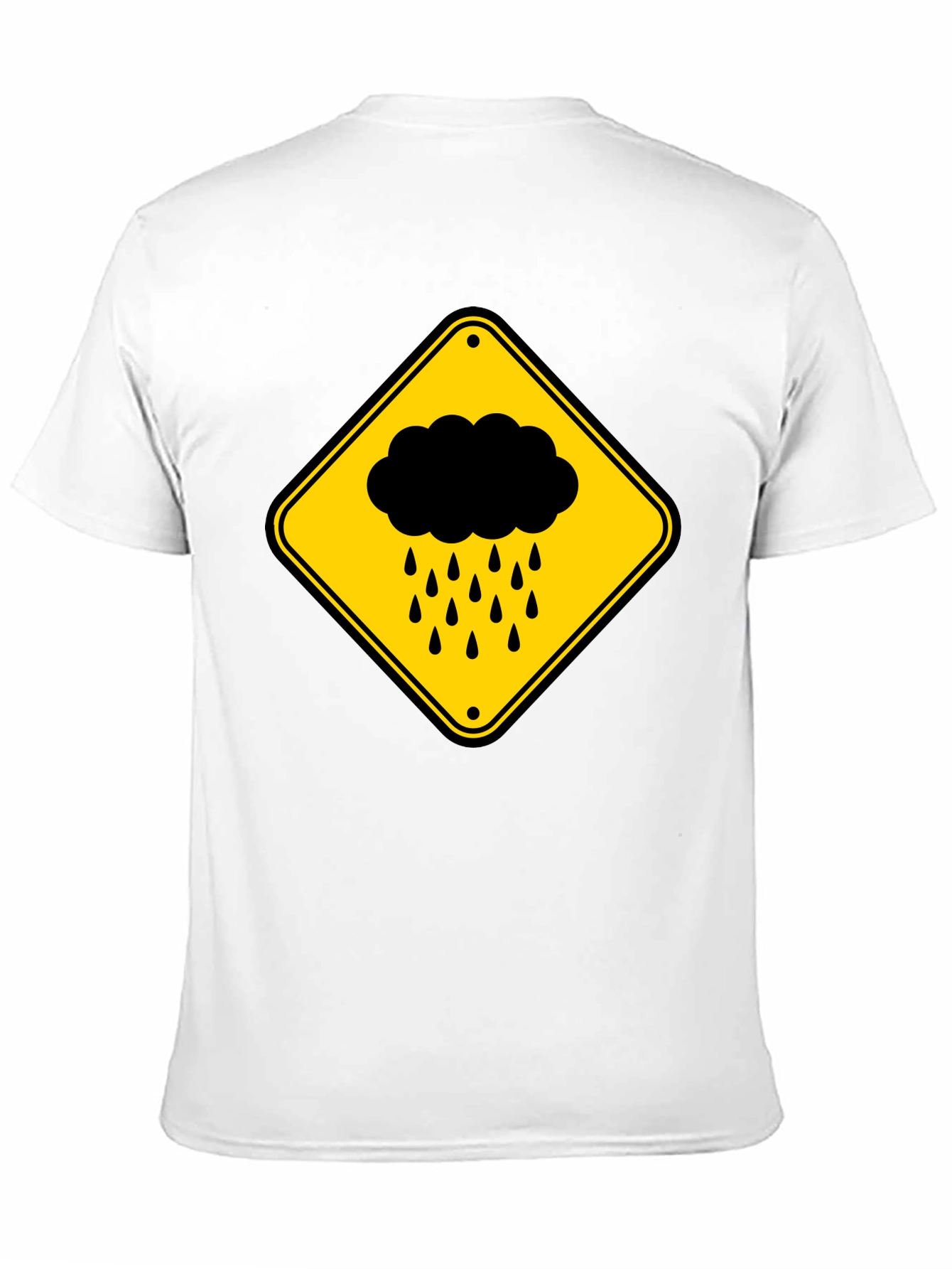 Black Rainy Day Warning T-Shirt - Black Cotton Tee view 11