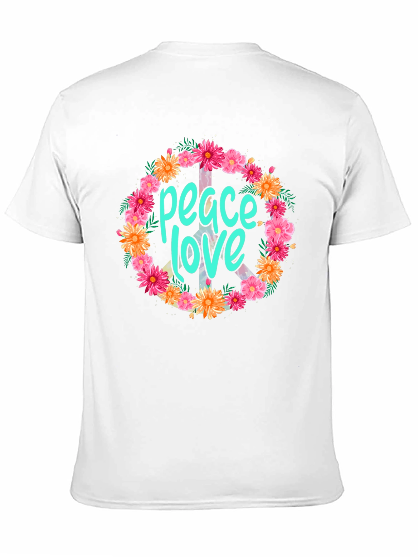 Black Peace Love Floral Wreath Graphic T-Shirt view 11