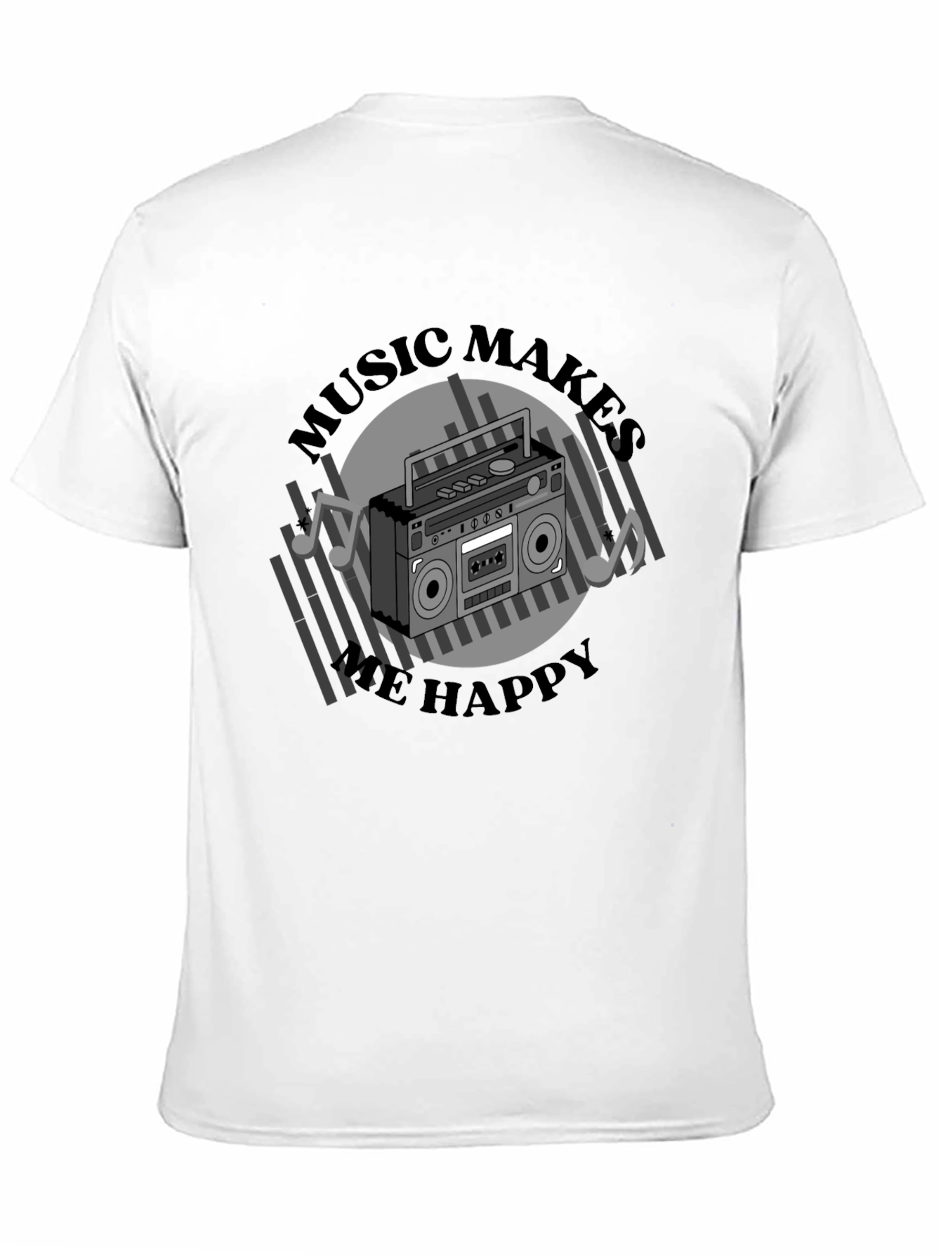 Black Music Makes Me Happy Black Graphic Tee view 11