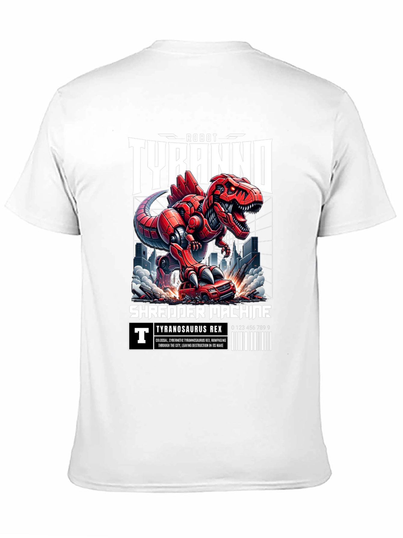 Black Robot Tyranno Shredder Machine T-Shirt view 11