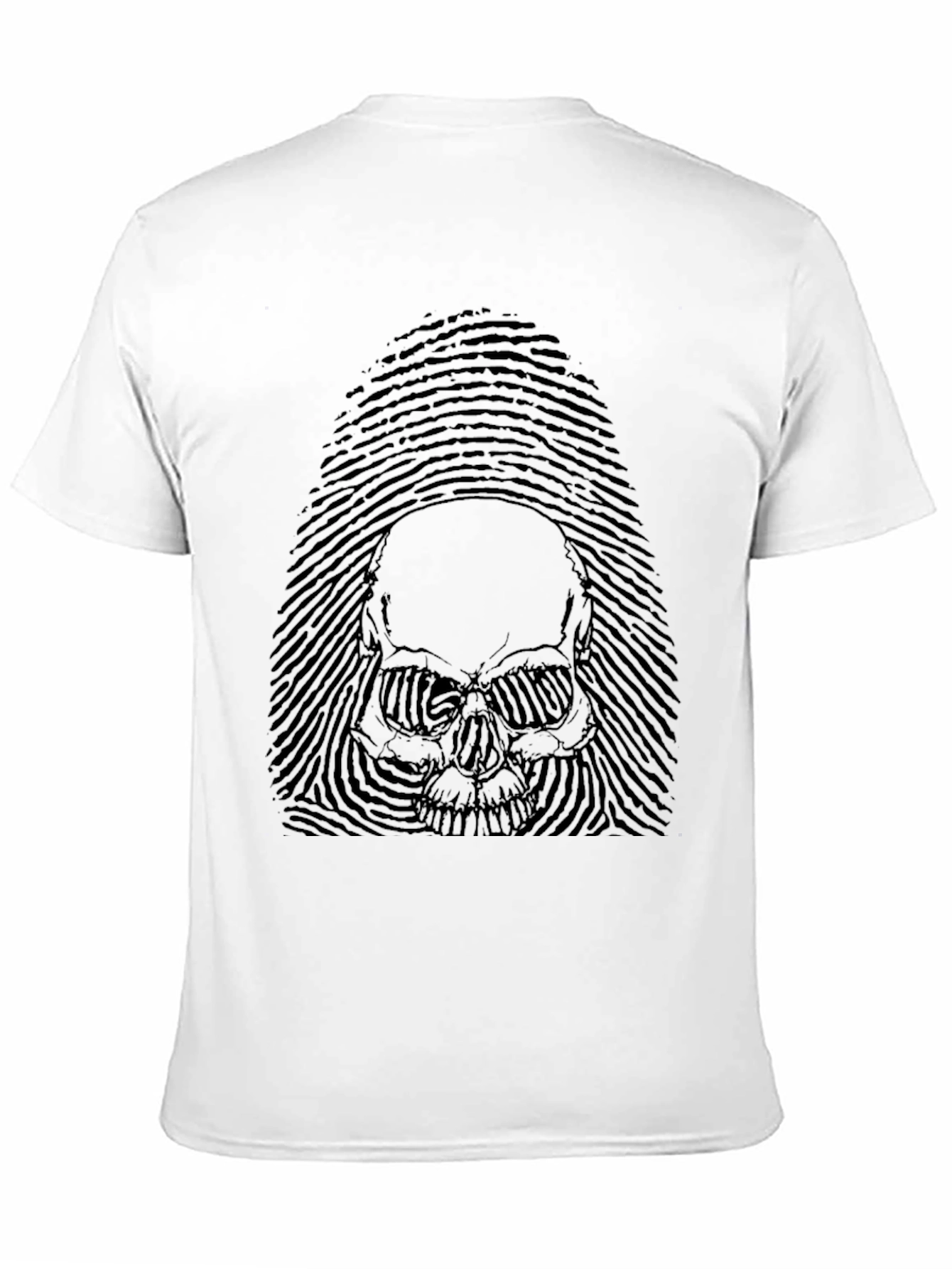 Black Skull Fingerprint Graphic Black T-Shirt view 11