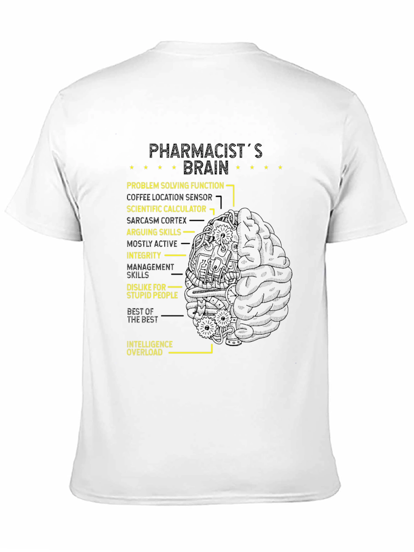 Black Pharmacist's Brain T-Shirt - Funny Gift view 11