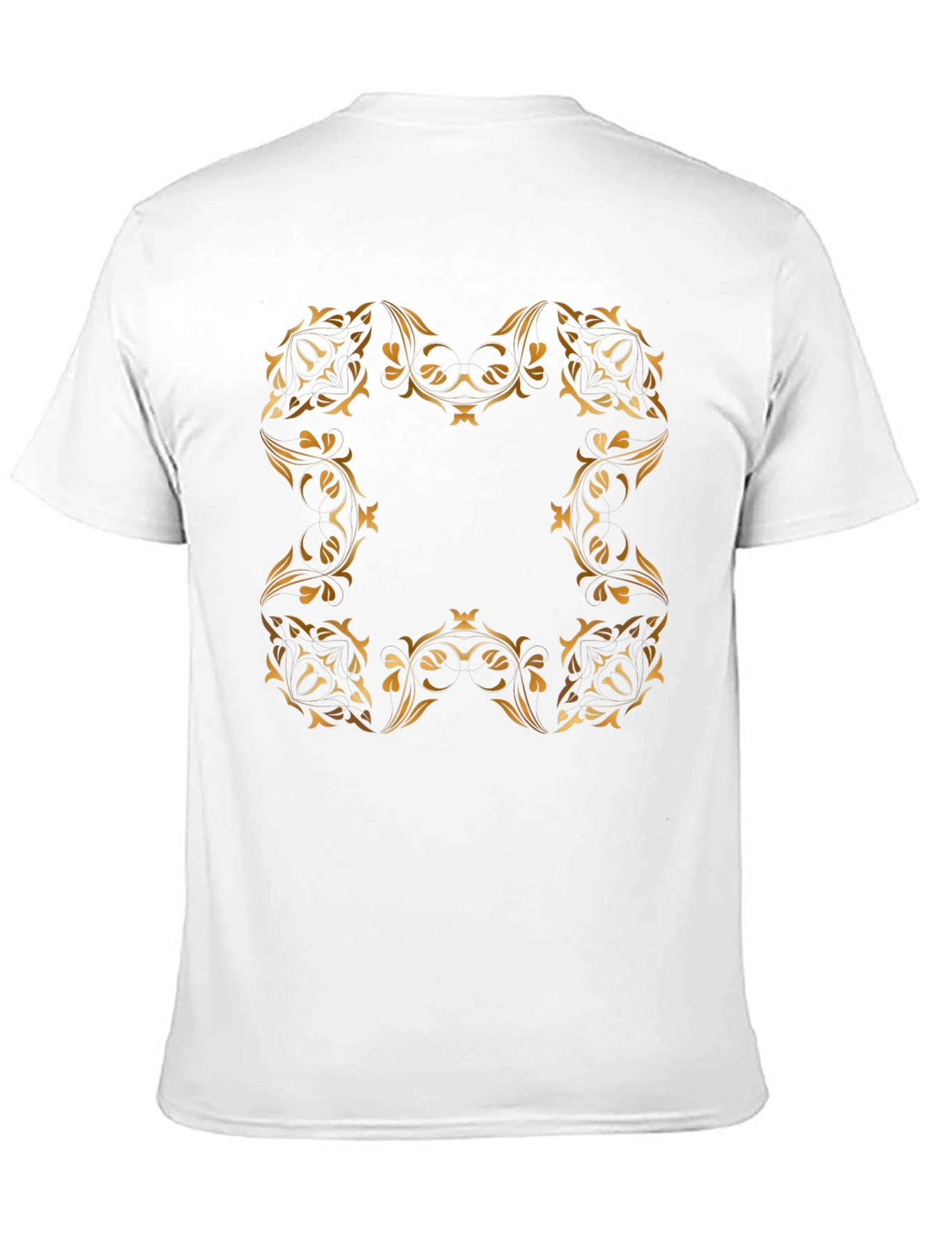 Black Elegant Gold Floral Design Black T-Shirt view 11