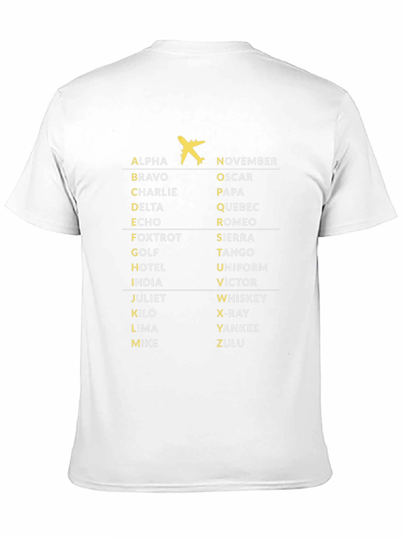 Black Phonetic Alphabet Airplane Black T-Shirt view 11