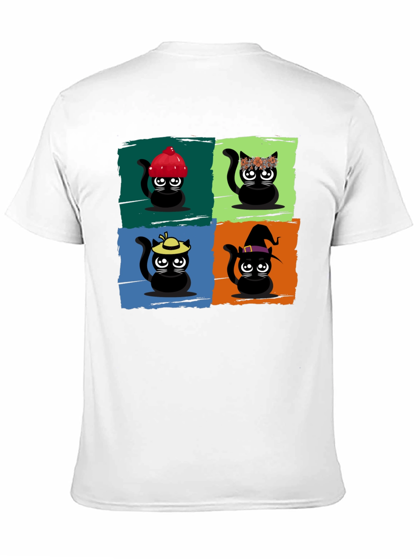 Black Cartoon Cats Black T-Shirt view 11