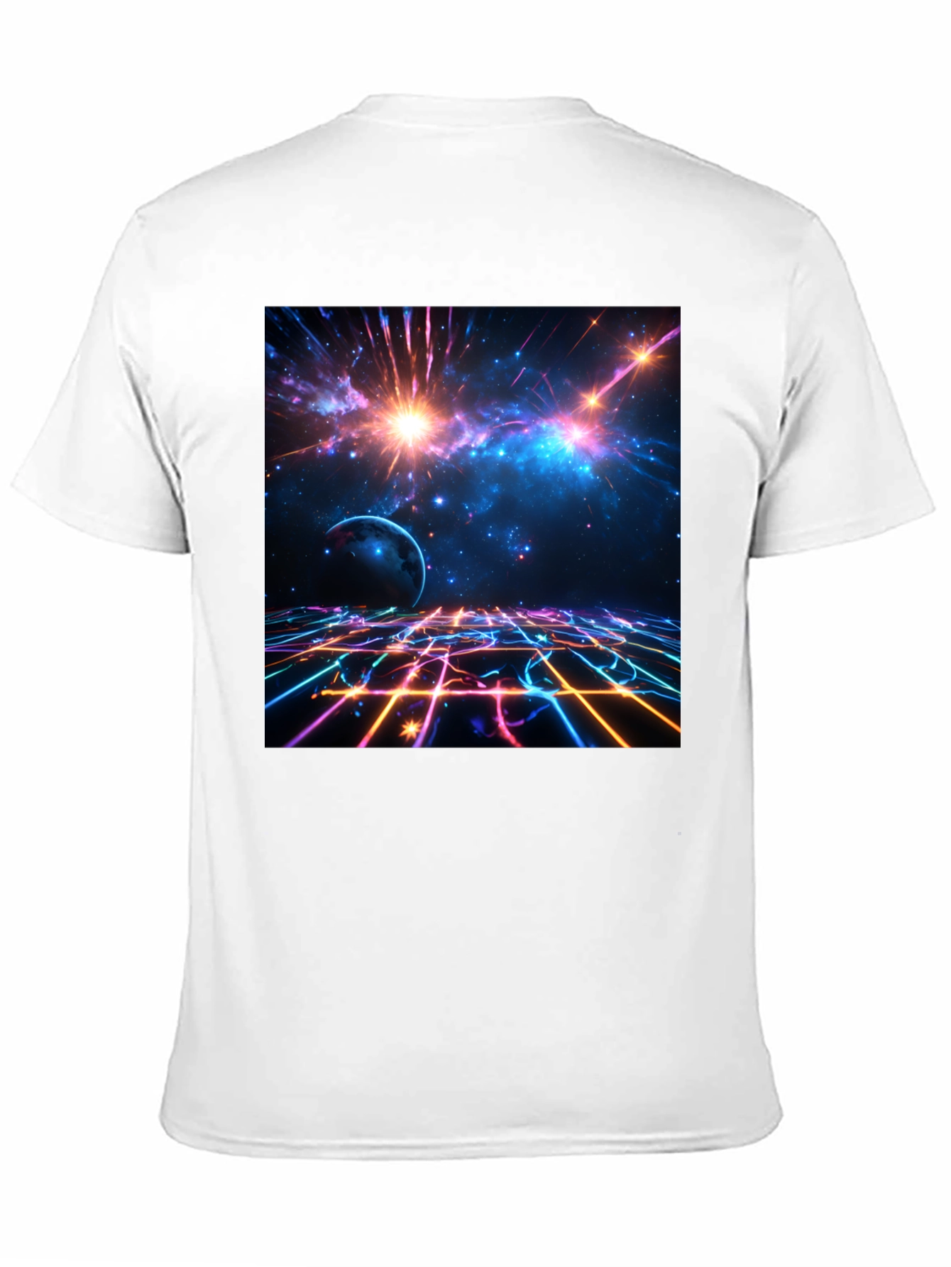 Black Nebula Space Graphic Tee - Stylish Black Cotton T-Shirt view 11