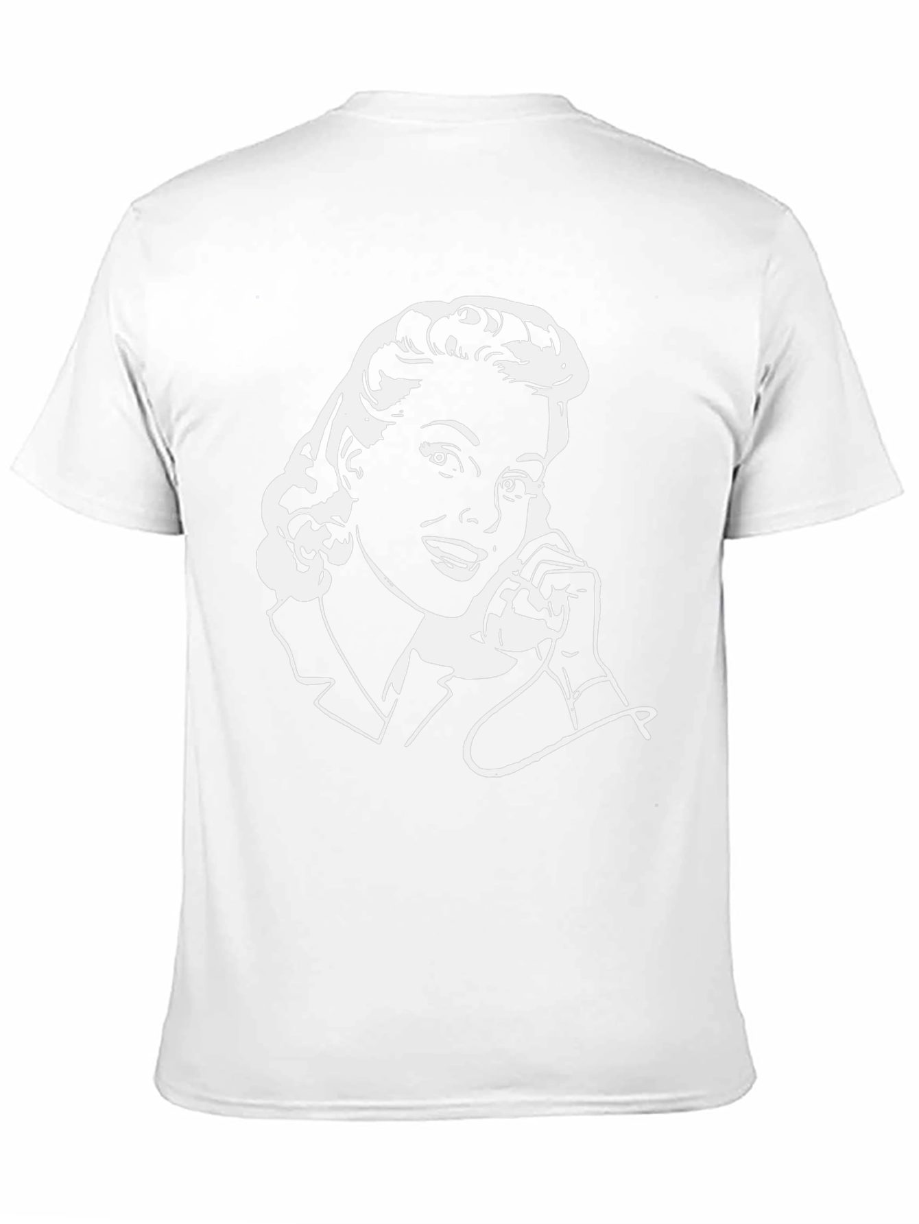 Black Retro Woman On Phone Black T-Shirt view 11