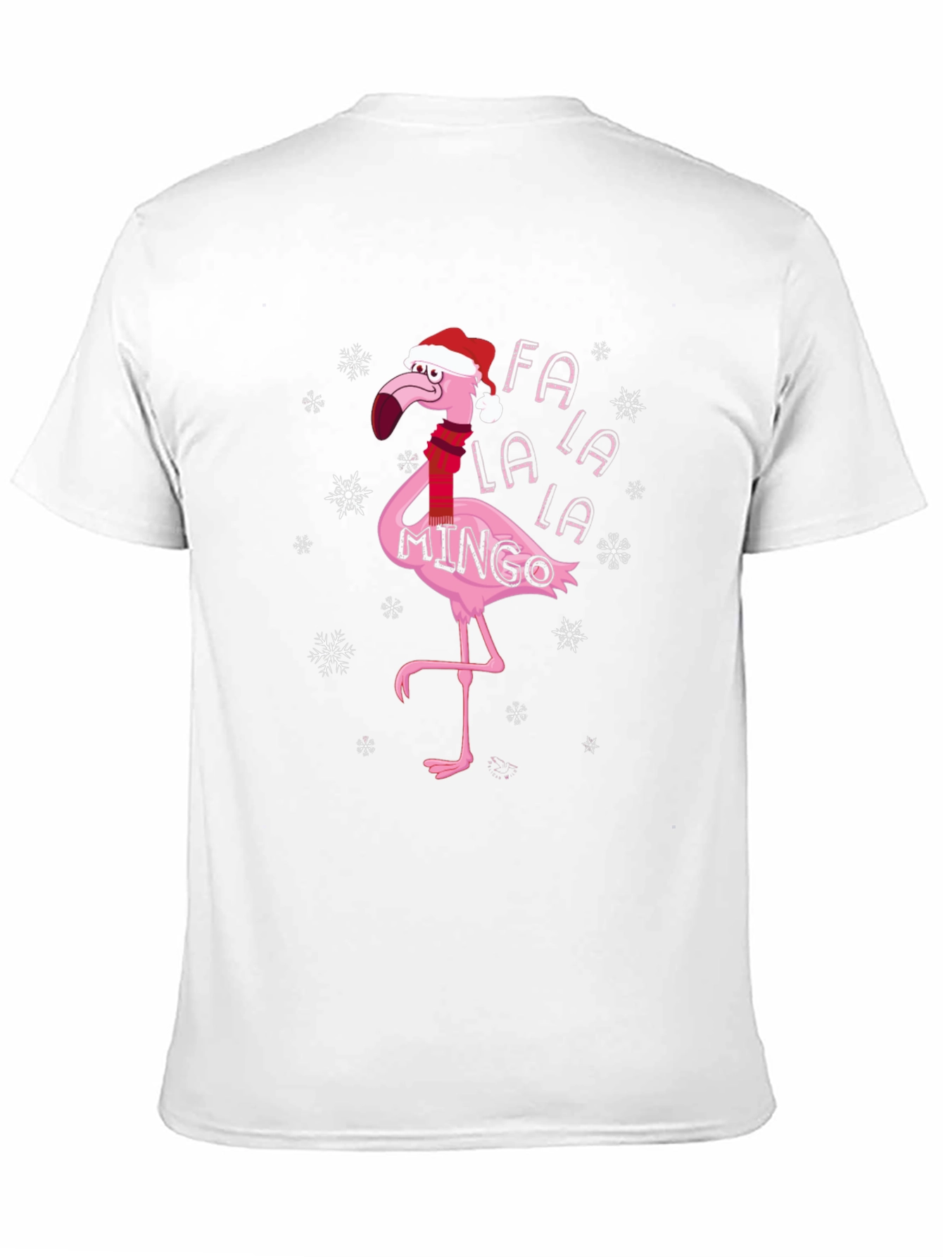 Black Festive Flamingo Christmas T-Shirt - Fa La La La Mingo view 11
