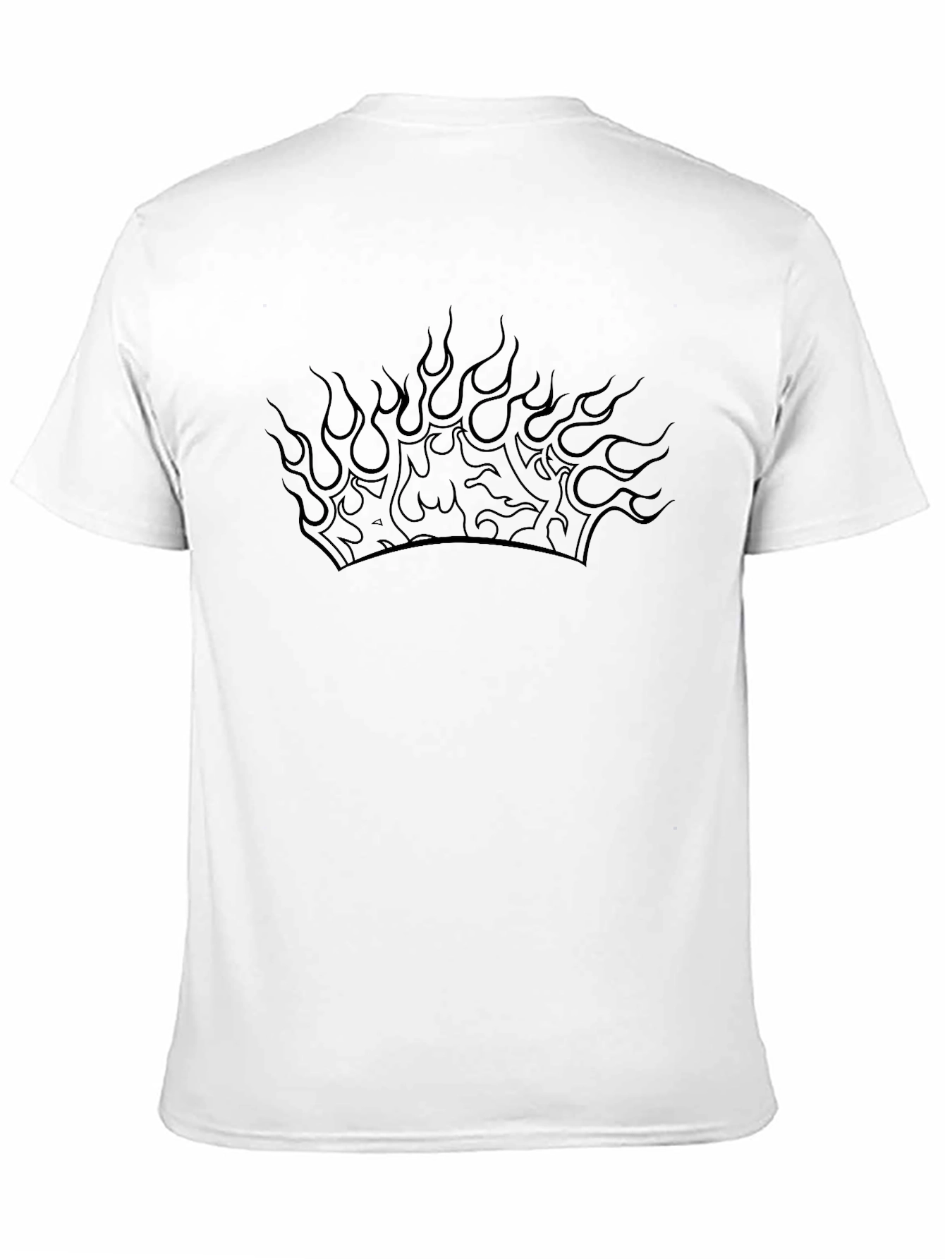 Black Men's Black Graphic Tee - Crown of Flames Design view 11