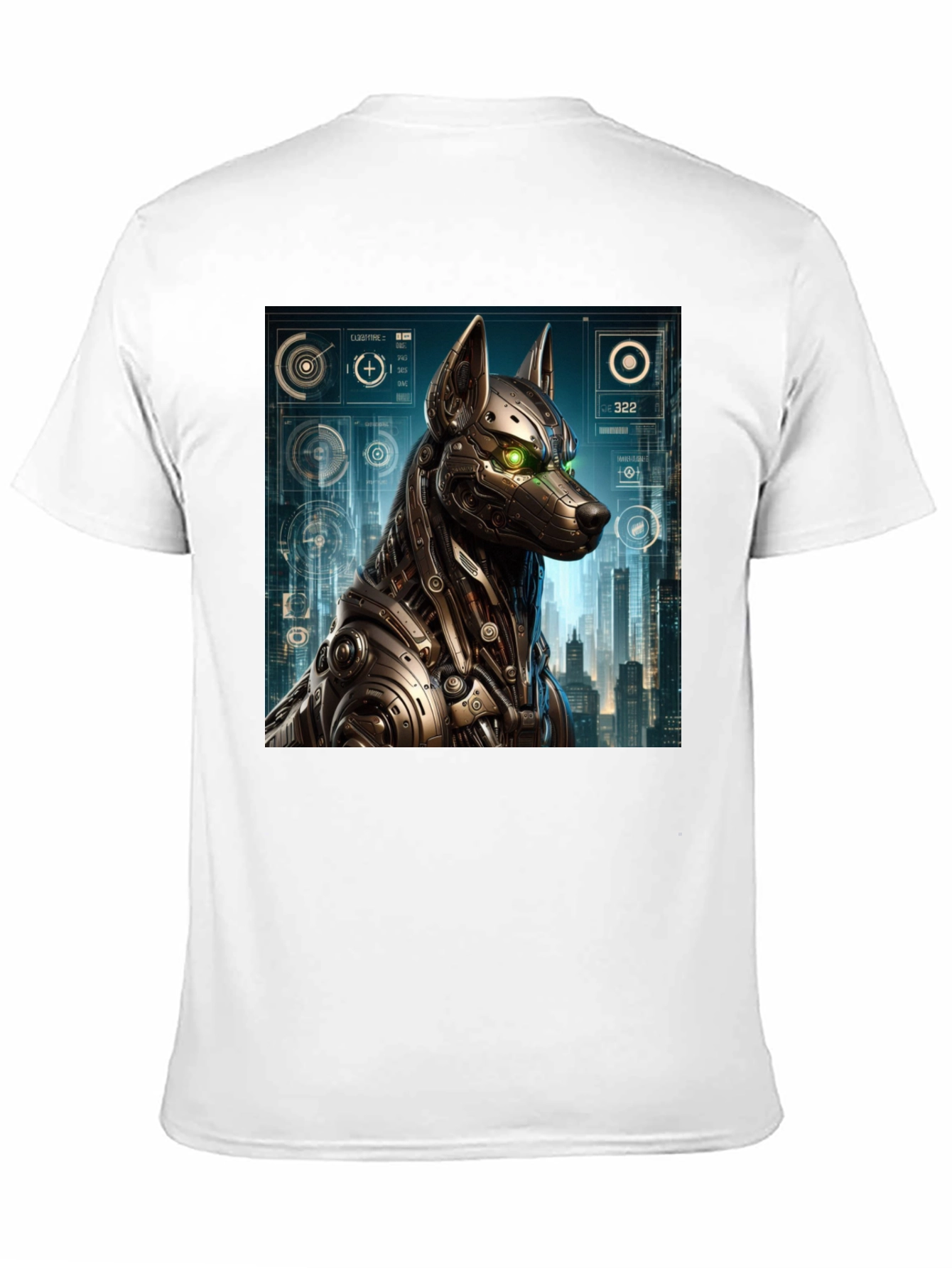 Black Cyberpunk Robot Dog Graphic T-Shirt view 11