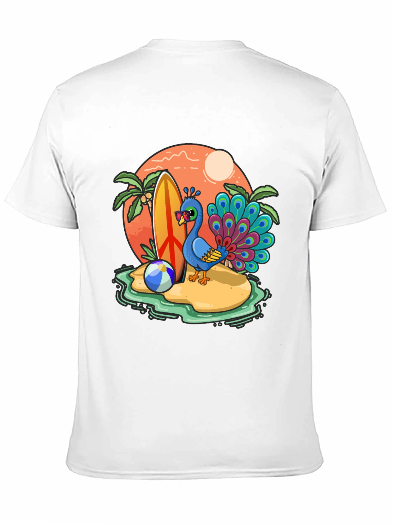 Black Peacock Paradise T-Shirt - Beach Vacation Vibes view 11