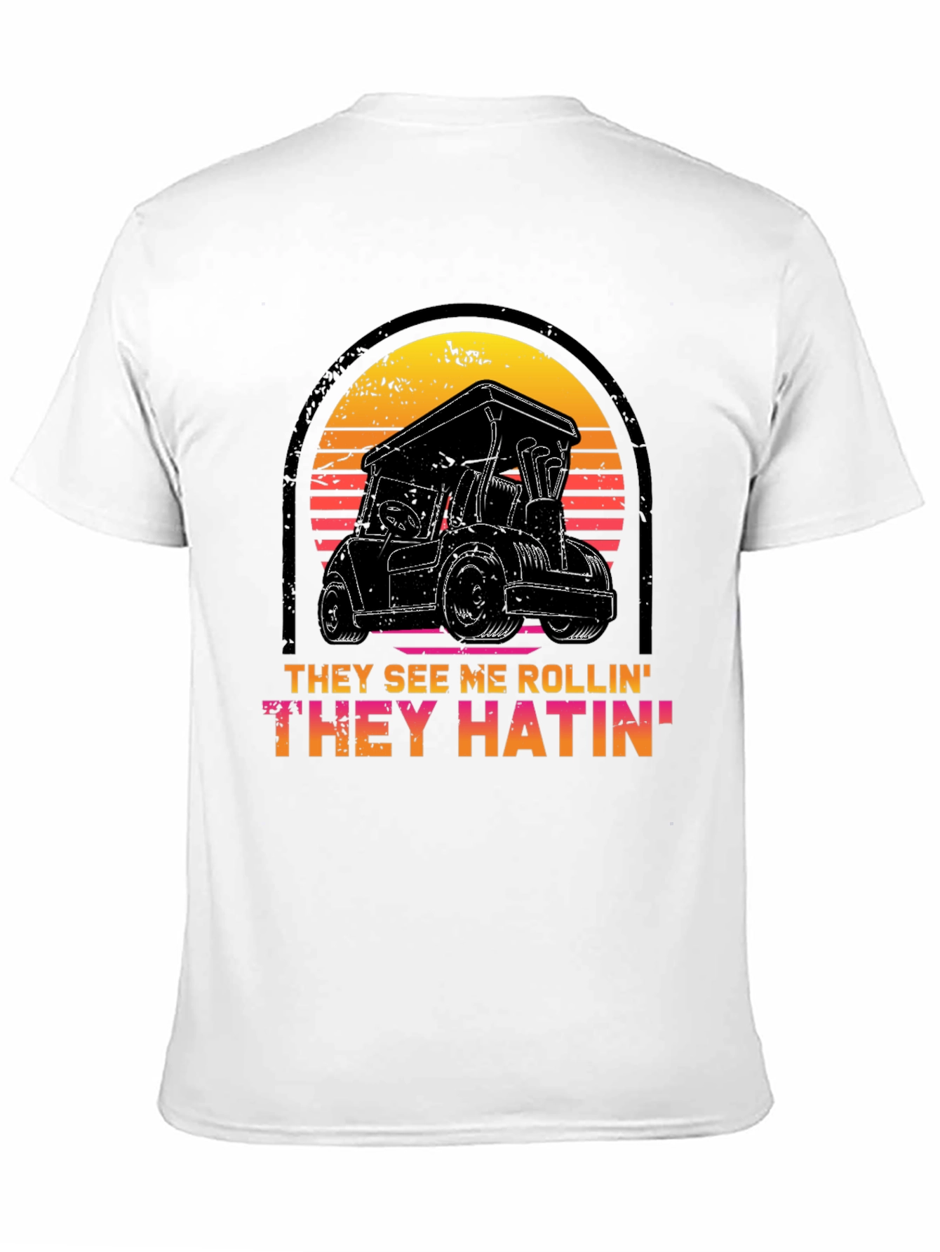 Black Golf Cart Sunset T-Shirt - They See Me Rollin' Tee view 11