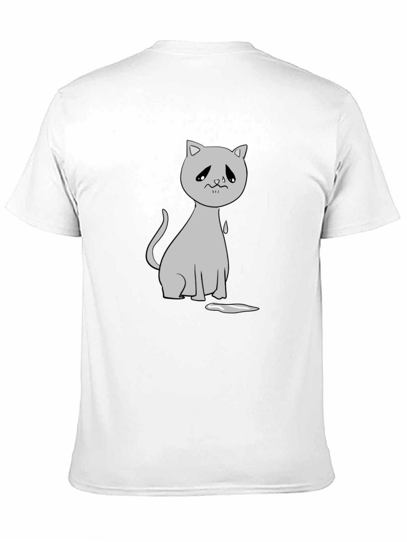 Black Sad Cat Graphic Tee - Unisex Black T-Shirt view 11