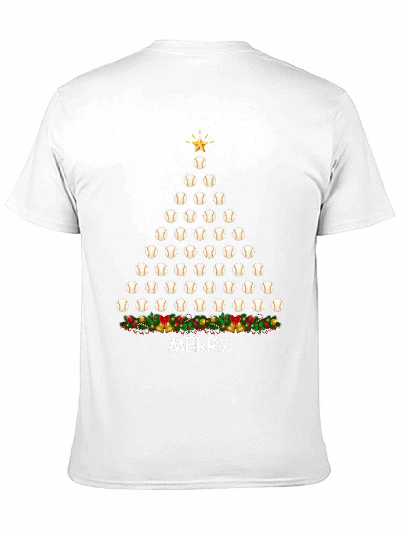 Black Baseball Christmas Tree T-Shirt view 11