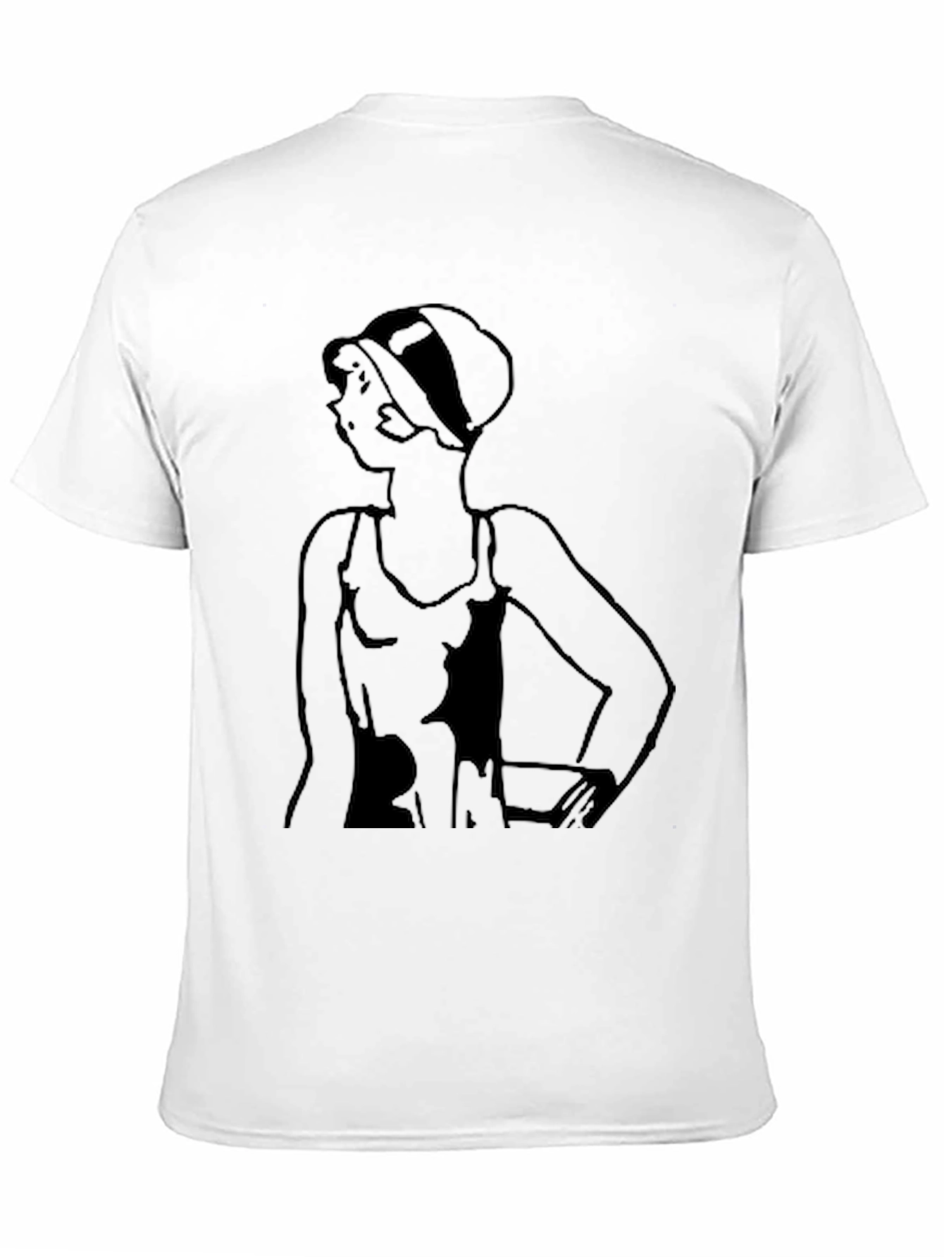 Black Vintage Swimsuit Lady T-Shirt - Black Tee view 11