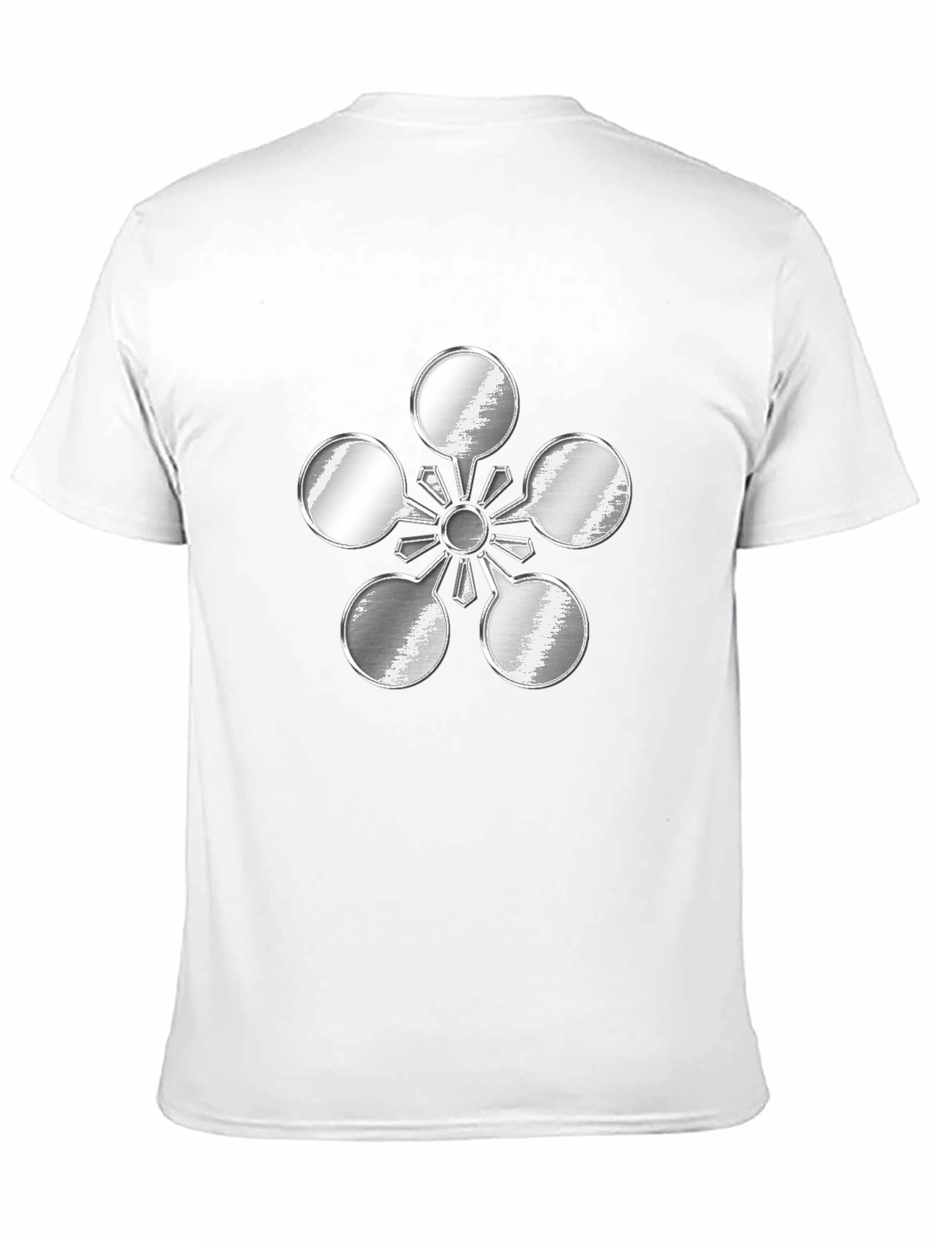 Black Abstract Metal Flower Design Black T-Shirt view 11