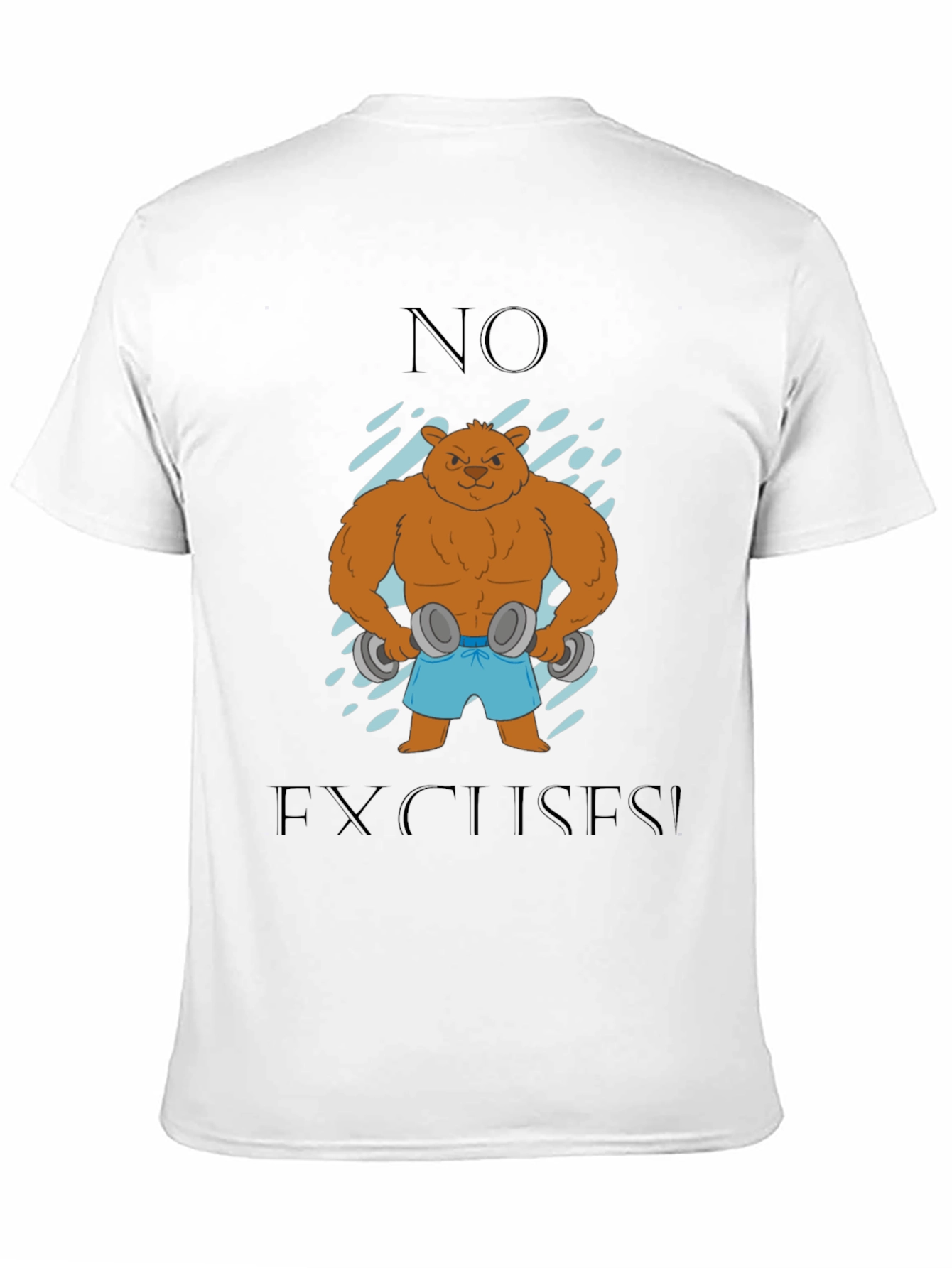 Black Bear with Dumbbells T-Shirt - No Excuses! view 11