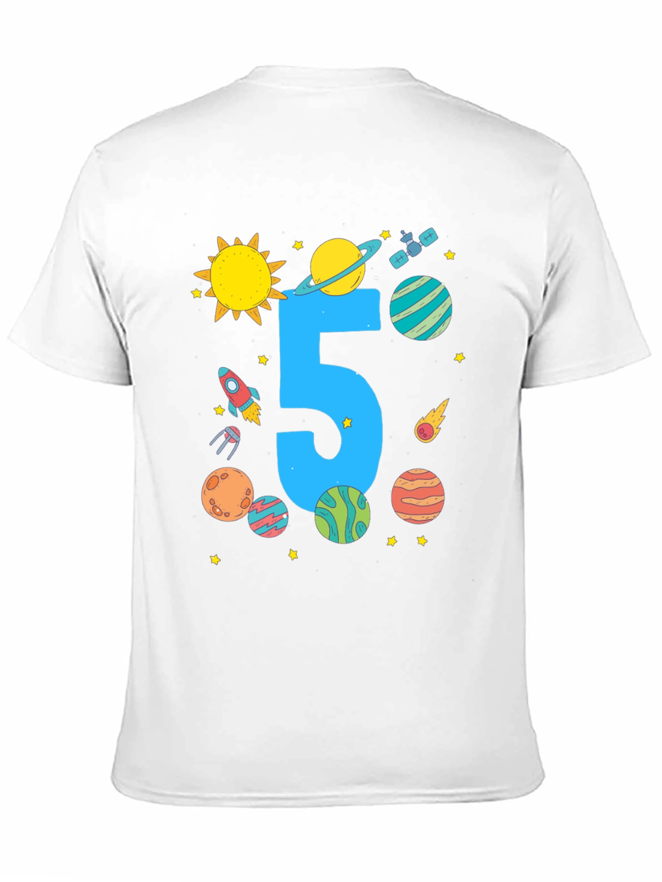 Black Kids 5th Birthday Space T-Shirt view 11