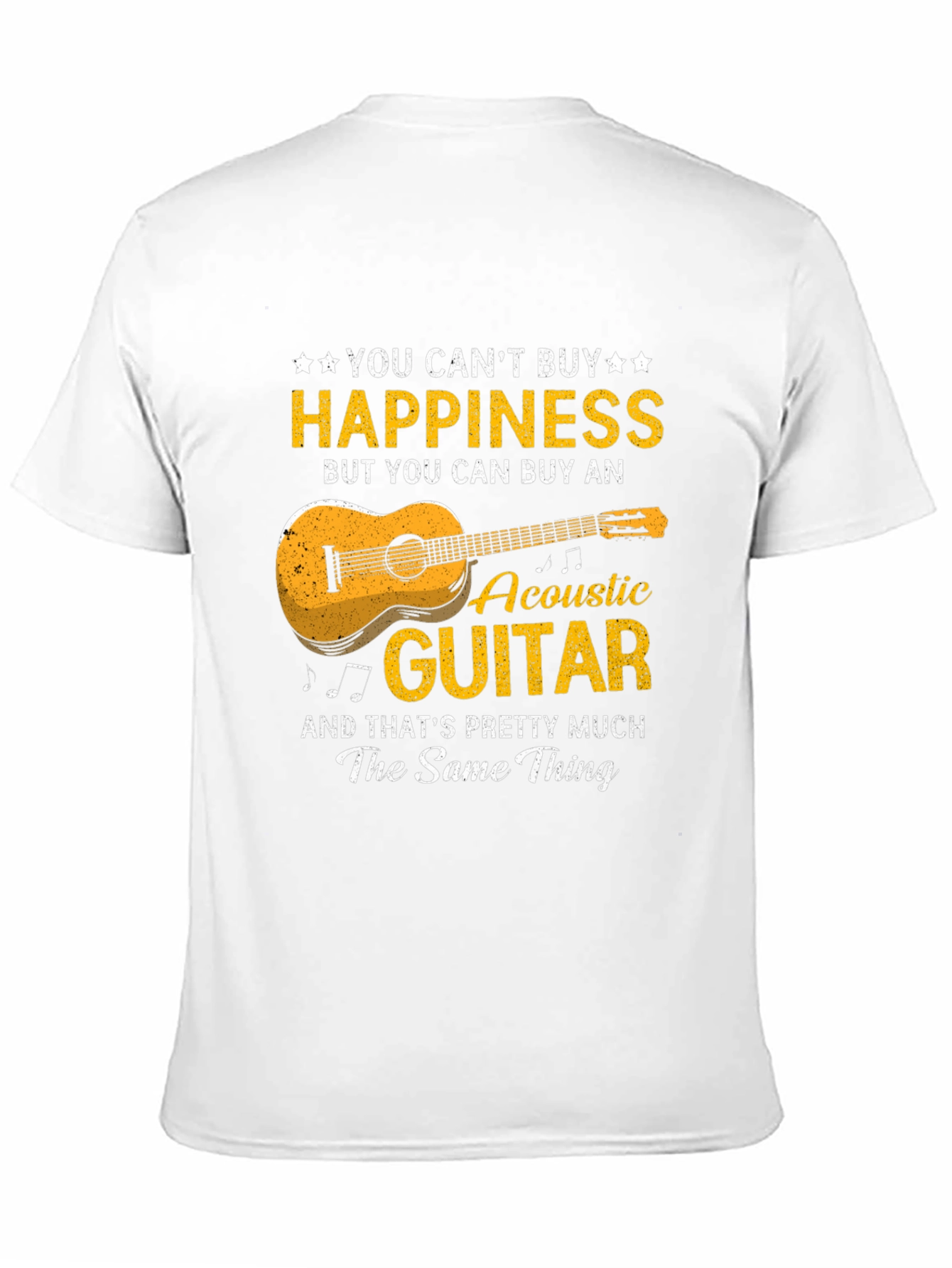 Black Acoustic Guitar Happiness T-Shirt - Music Lover Gift view 11