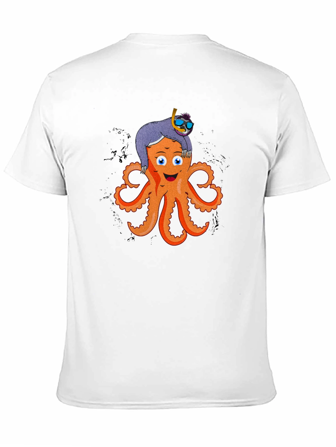 Black Octopus & Sloth Graphic T-Shirt - Unique Design view 11