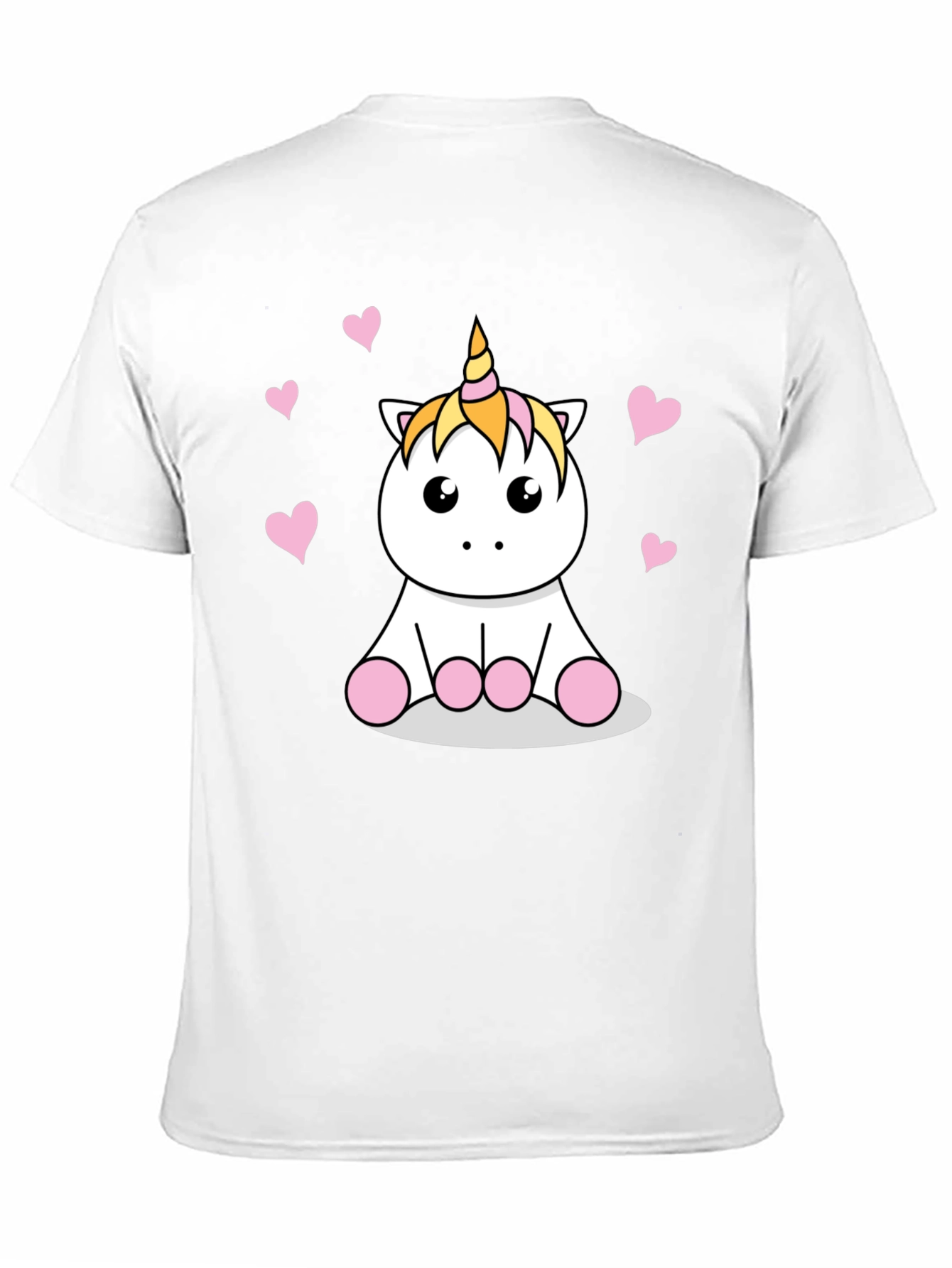 Black Cute Cartoon Unicorn T-Shirt - Black Cotton Tee view 11
