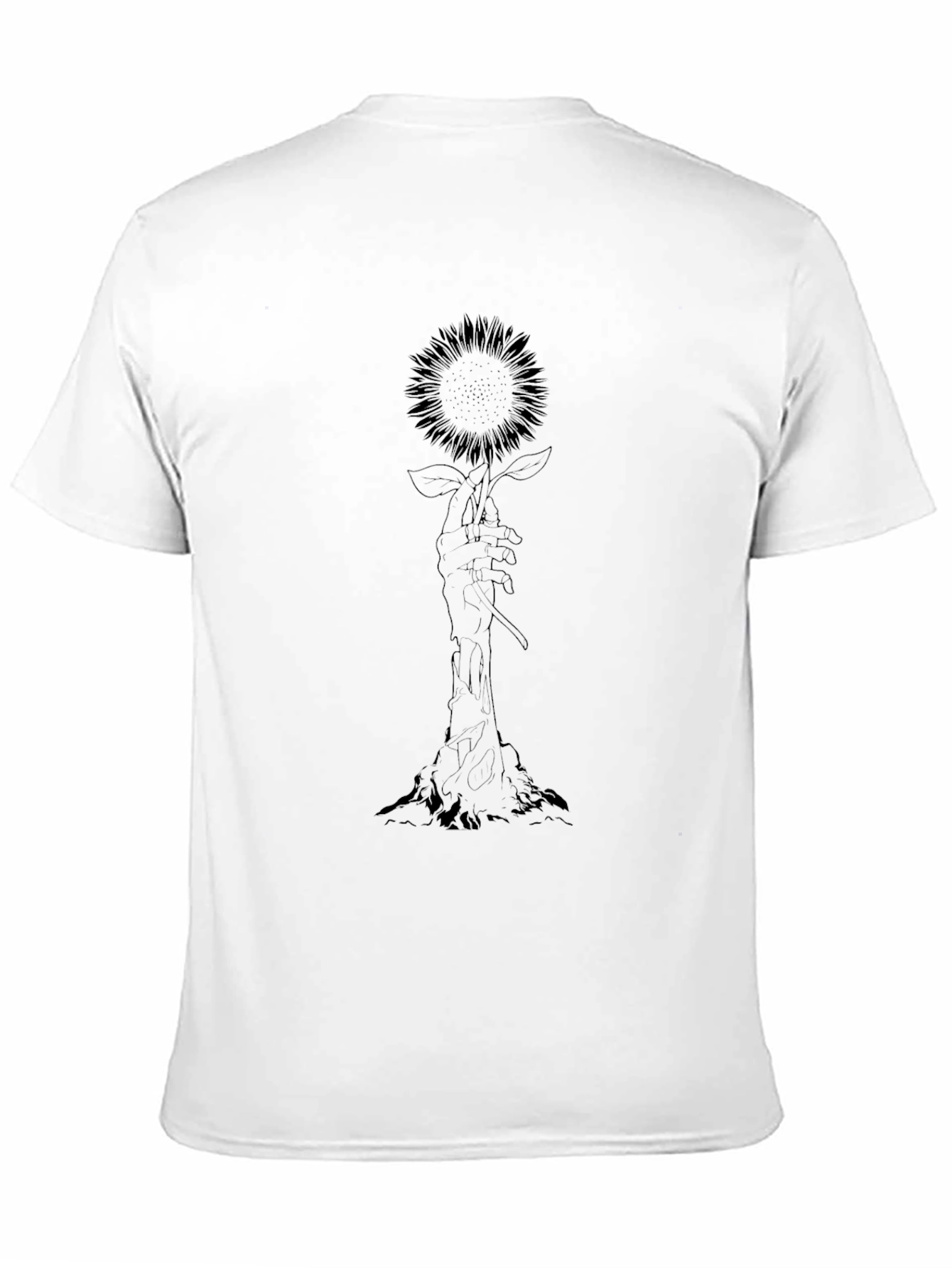 Black Hand Holding Sunflower Graphic Tee view 11