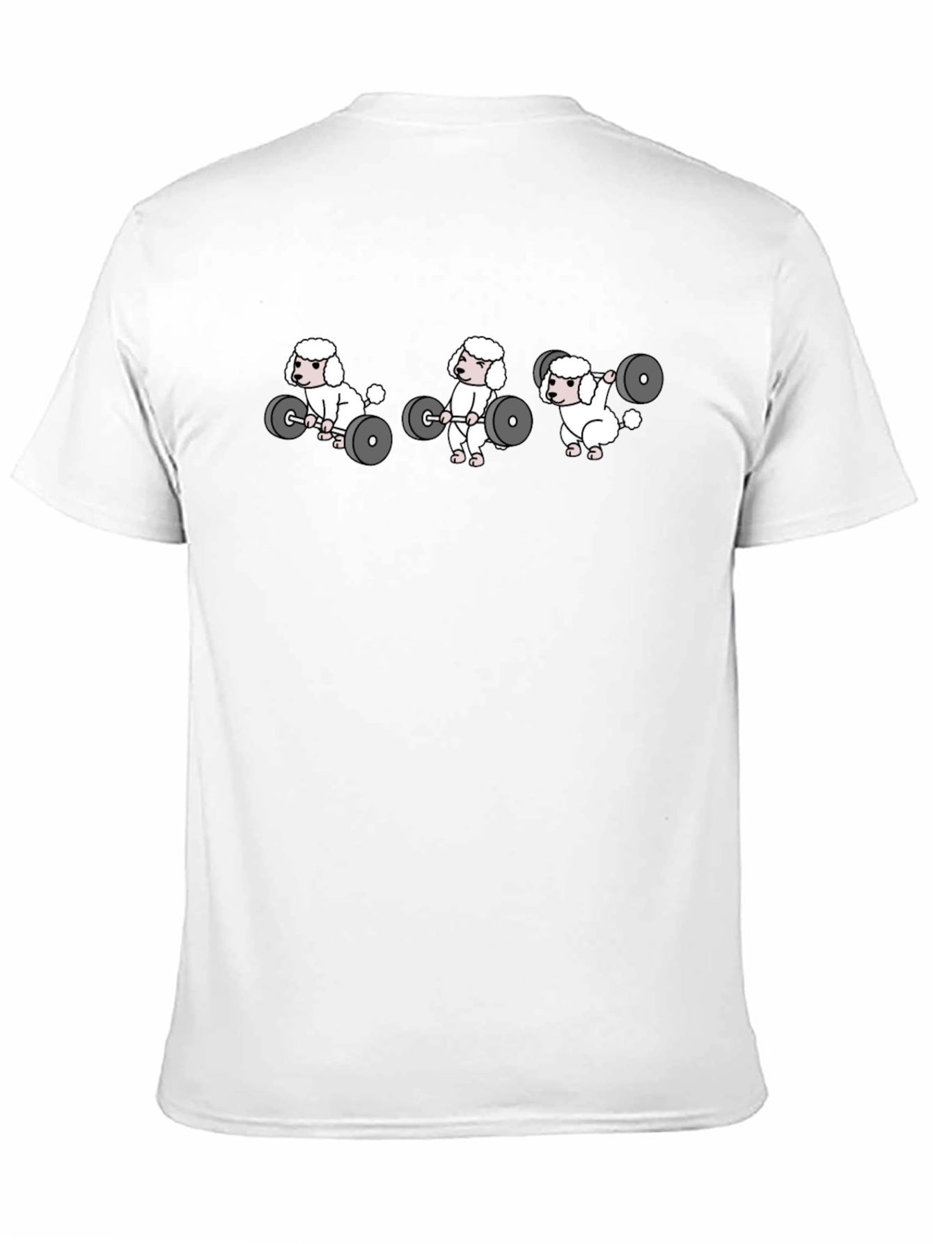 Black Weightlifting Poodle Cartoon Black T-Shirt view 11