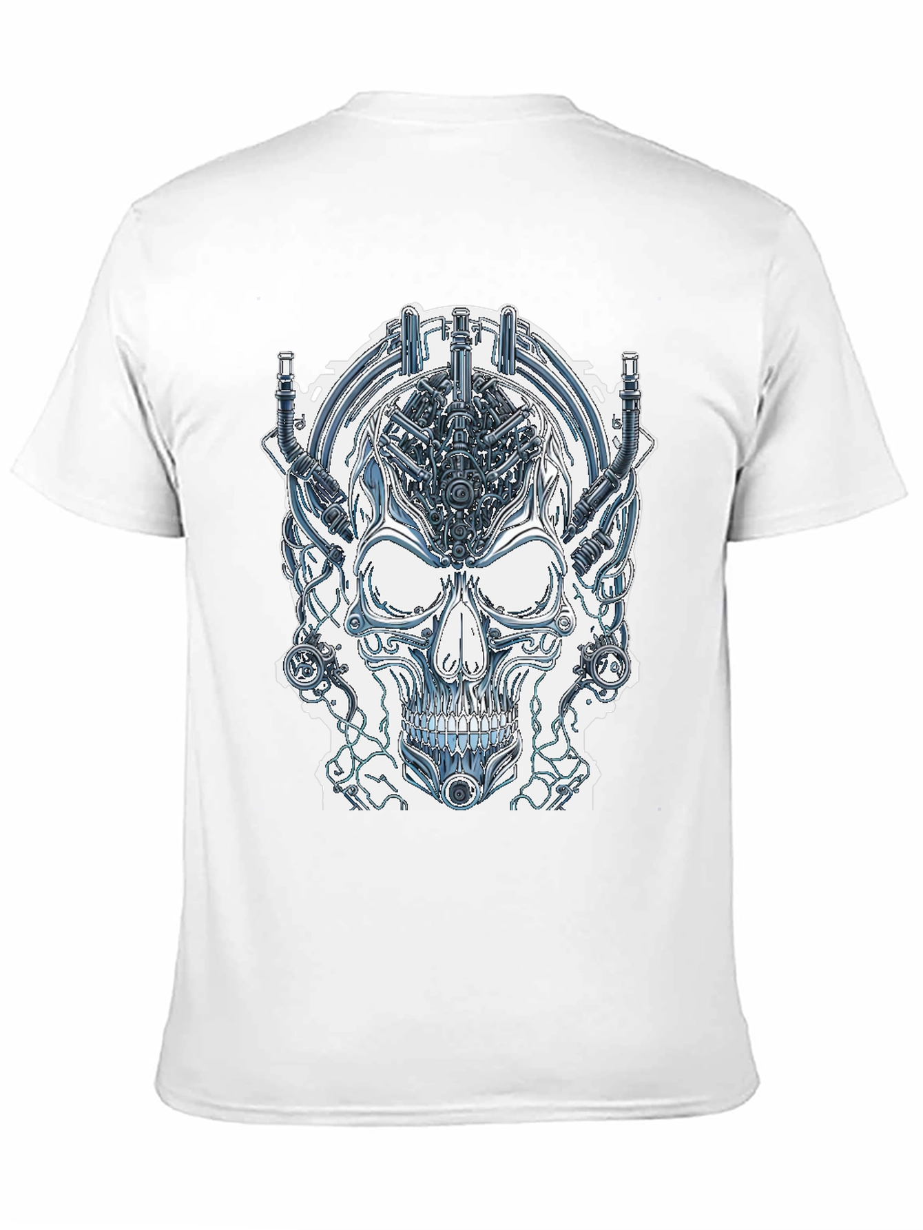 Black Cyberpunk Skull Graphic Tee - Edgy Sci-Fi Design view 11