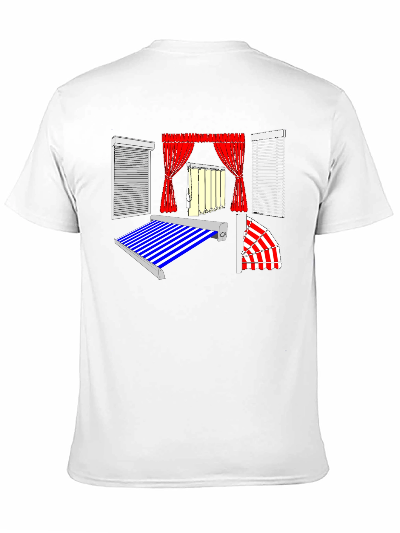 Black Men's Black Graphic T-Shirt - Blinds and Awnings Design view 11