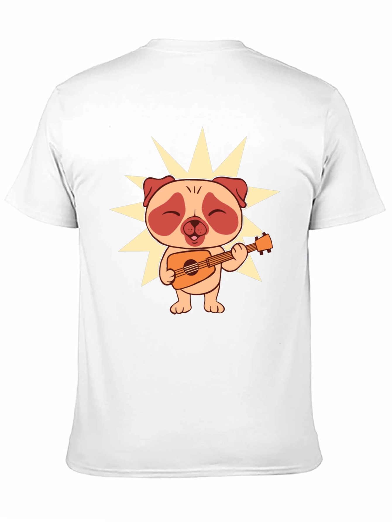 Black Cute Pug Guitarist Black T-Shirt view 11